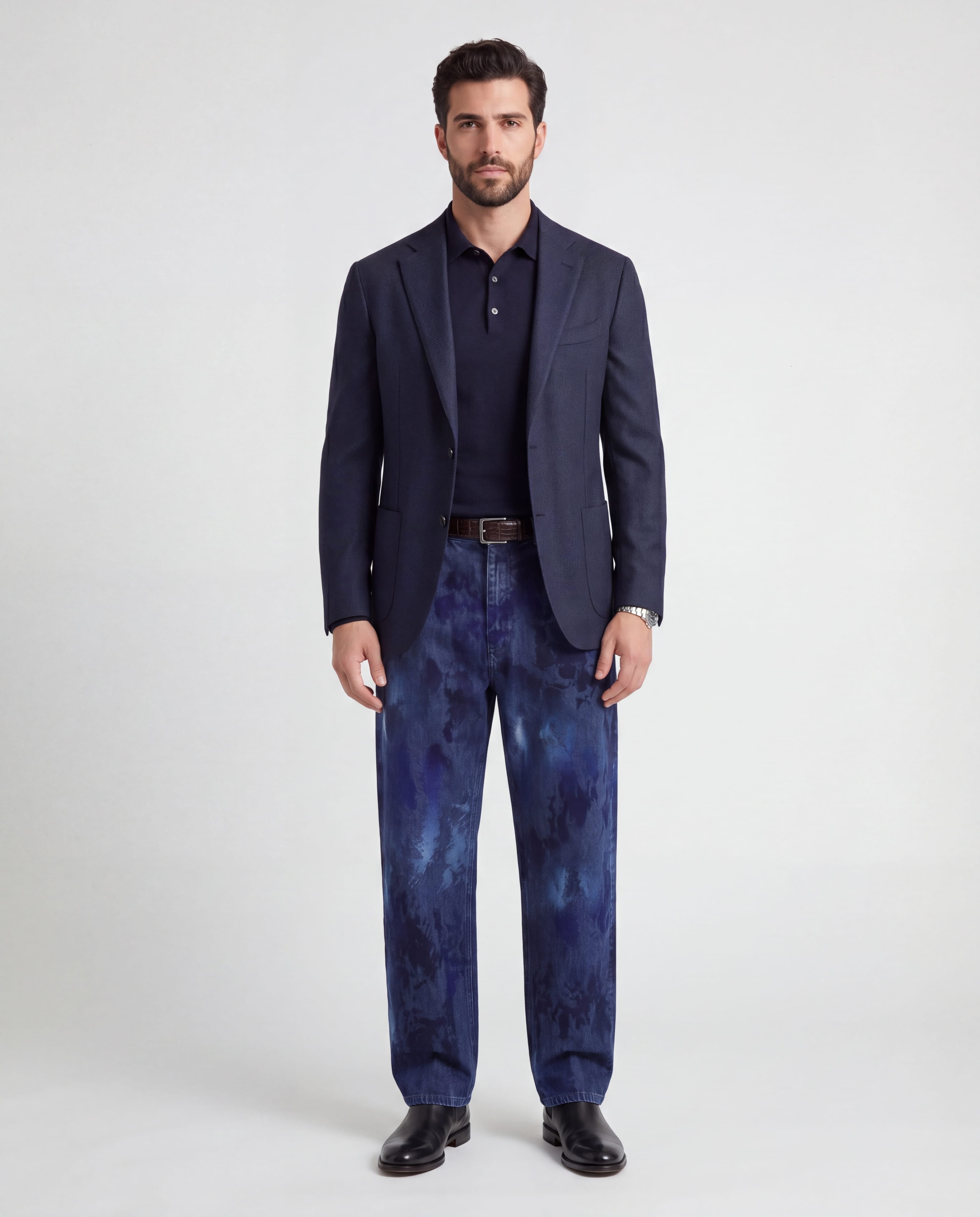 Dolce & Gabbana Marble Effect Straight-Leg Denim Jeans