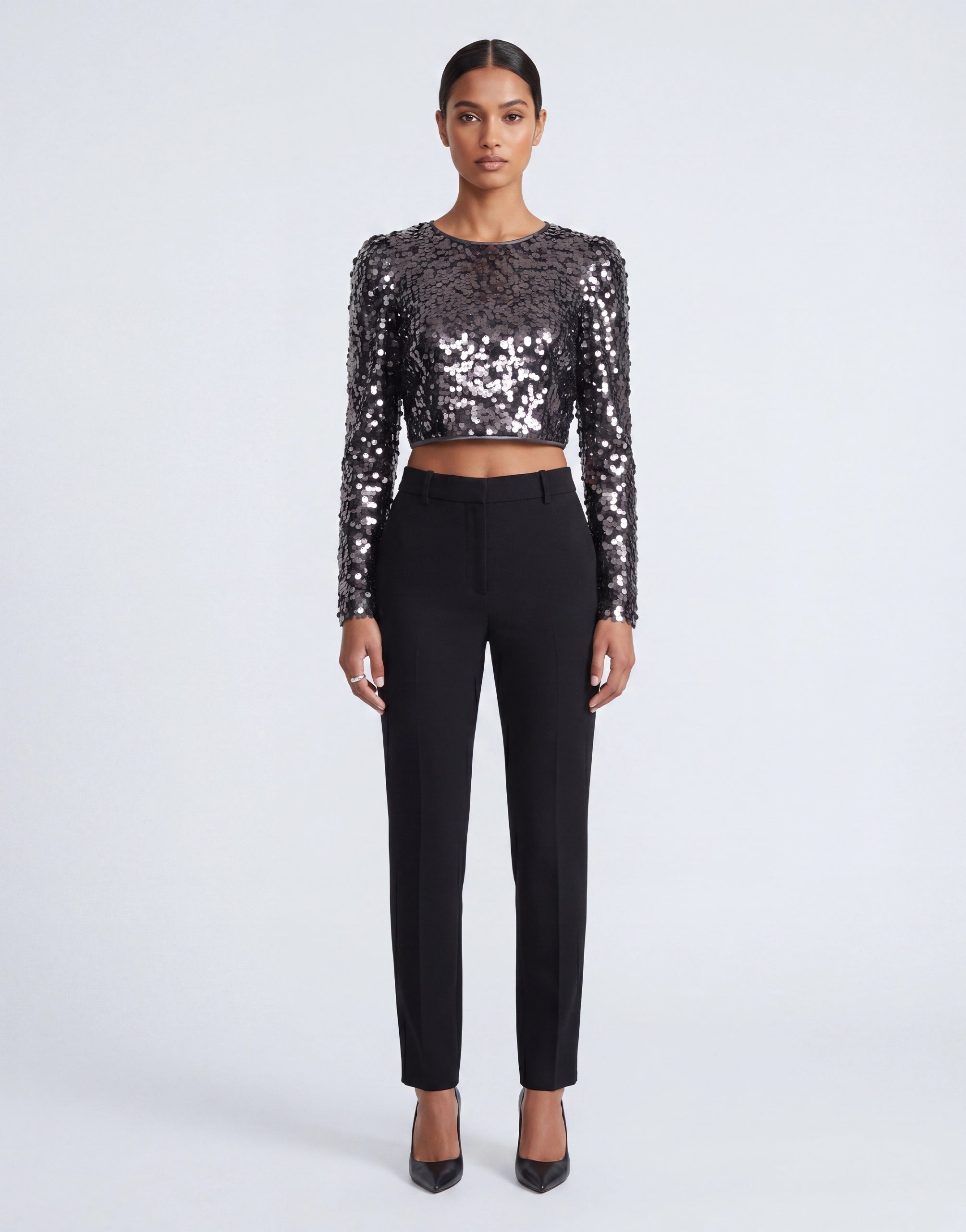 Dolce & Gabbana Sequin Long Sleeve Crop Top - alternate view