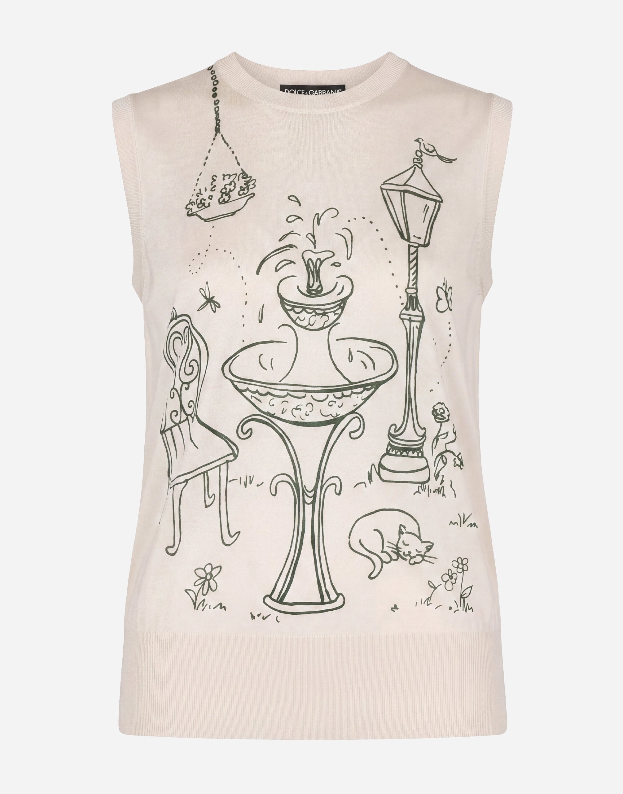 Dolce & Gabbana Garden Print Silk Knit Top