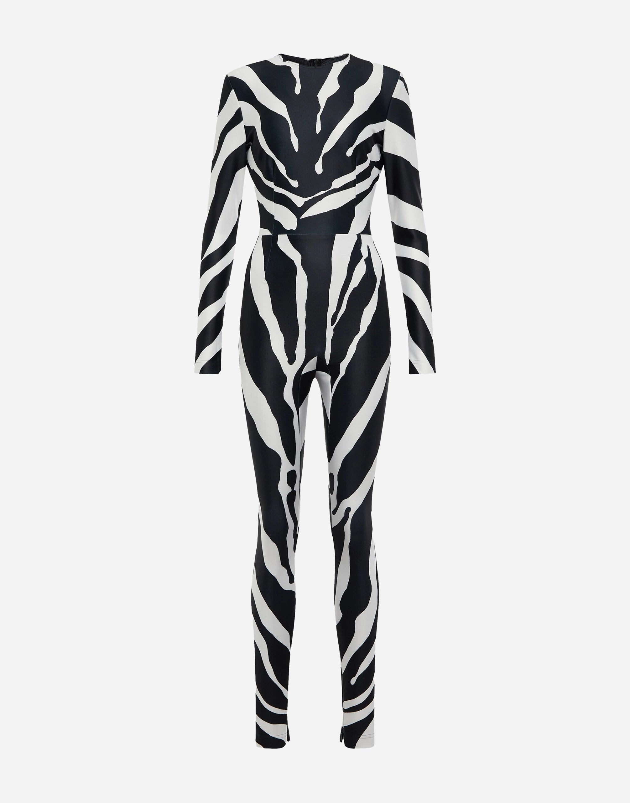 Zebra-Printed Long Sleeve Jumpsuit