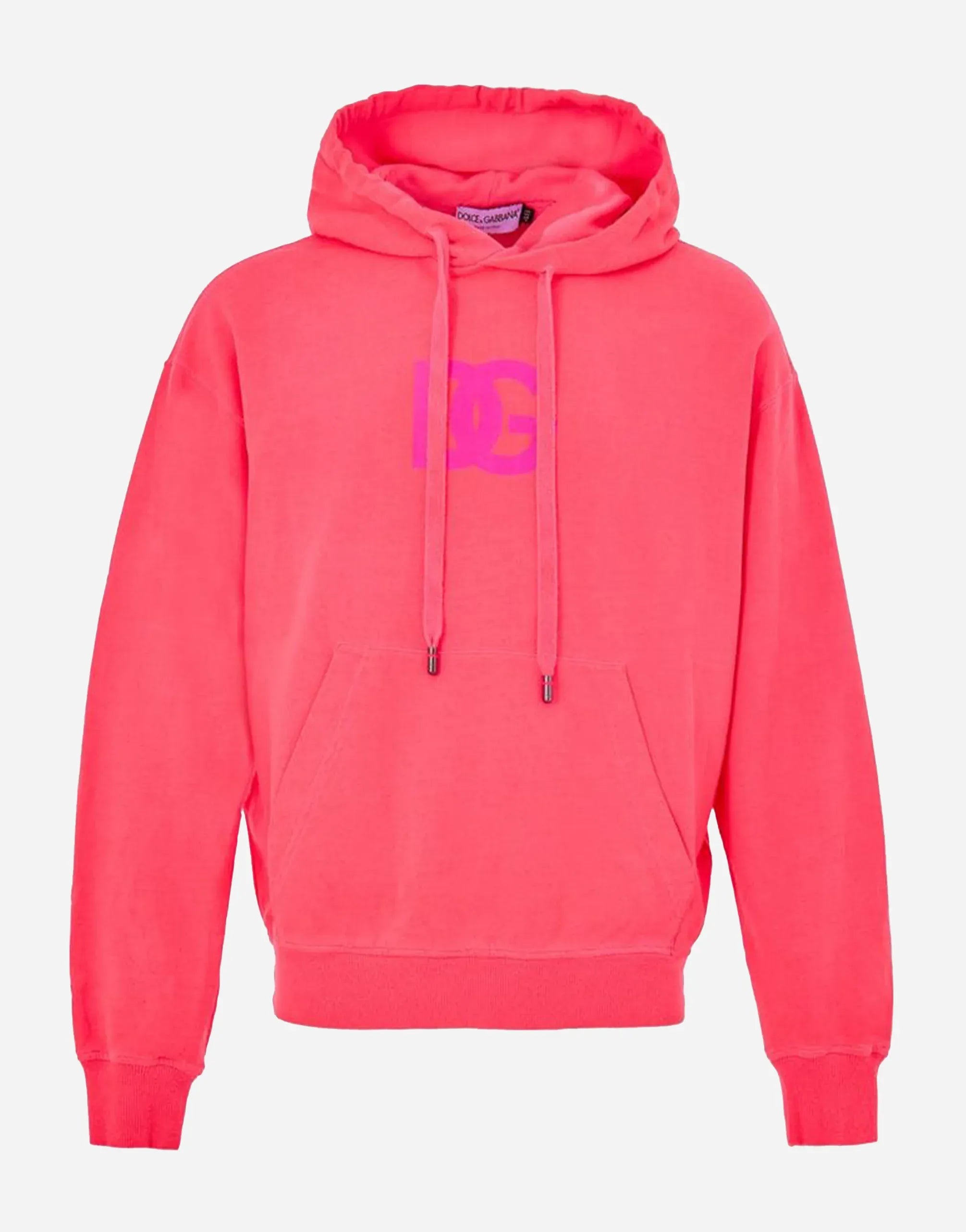 Sudadera con capucha de algodón rosa con logo DG