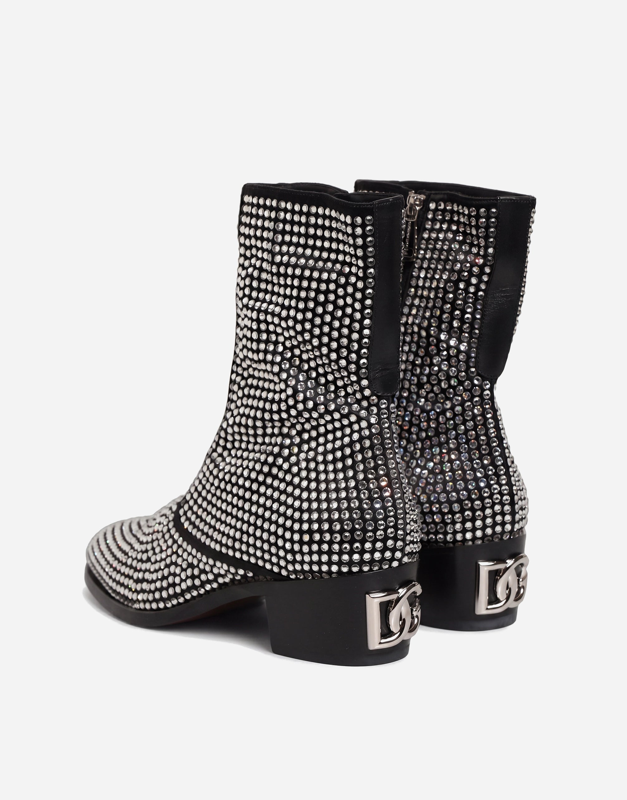 Dolce & Gabbana クリスタル装飾ウエスタンアンクルブーツ