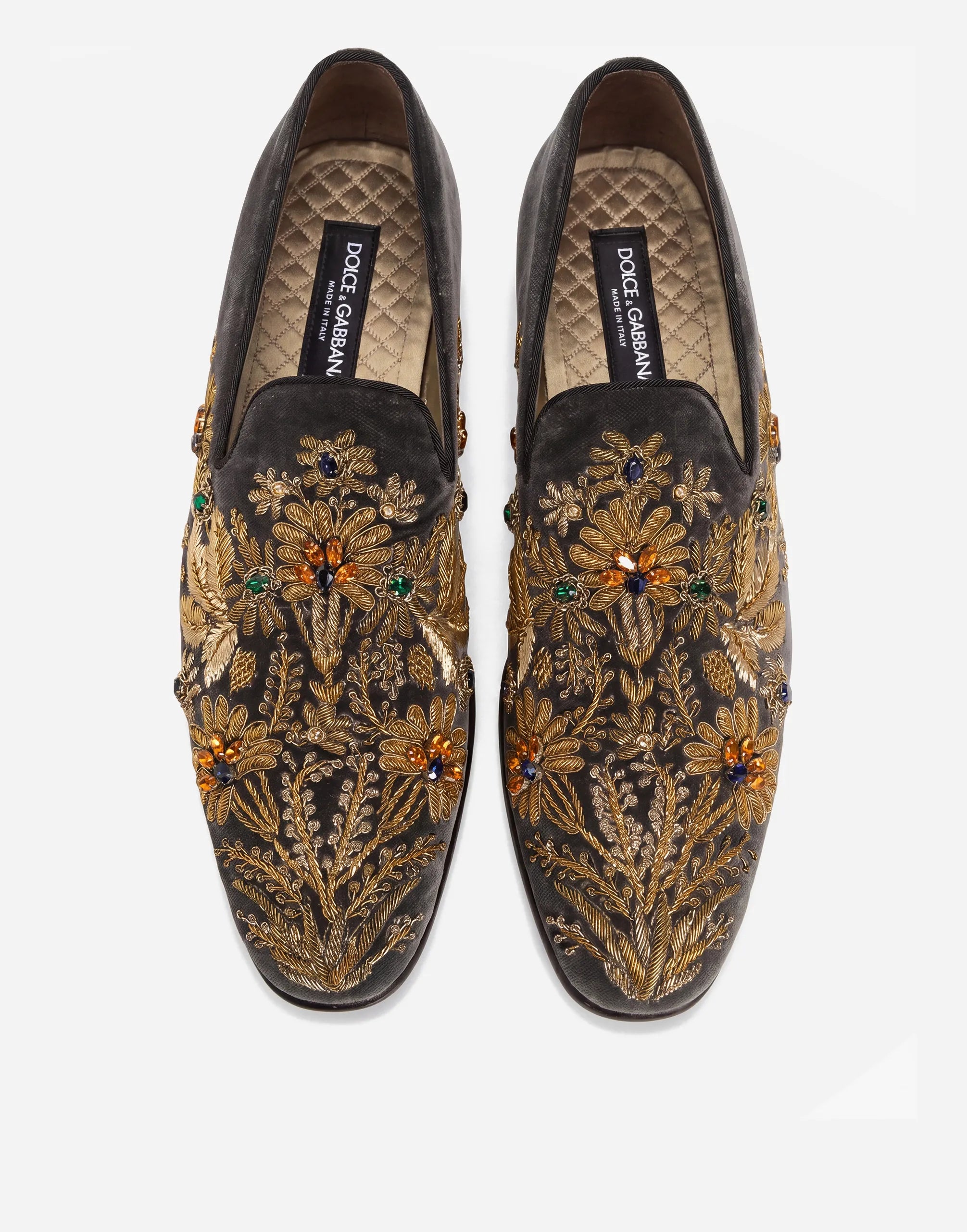 Dolce & Gabbana Jewel Embroidered Velvet Smoking Loafers