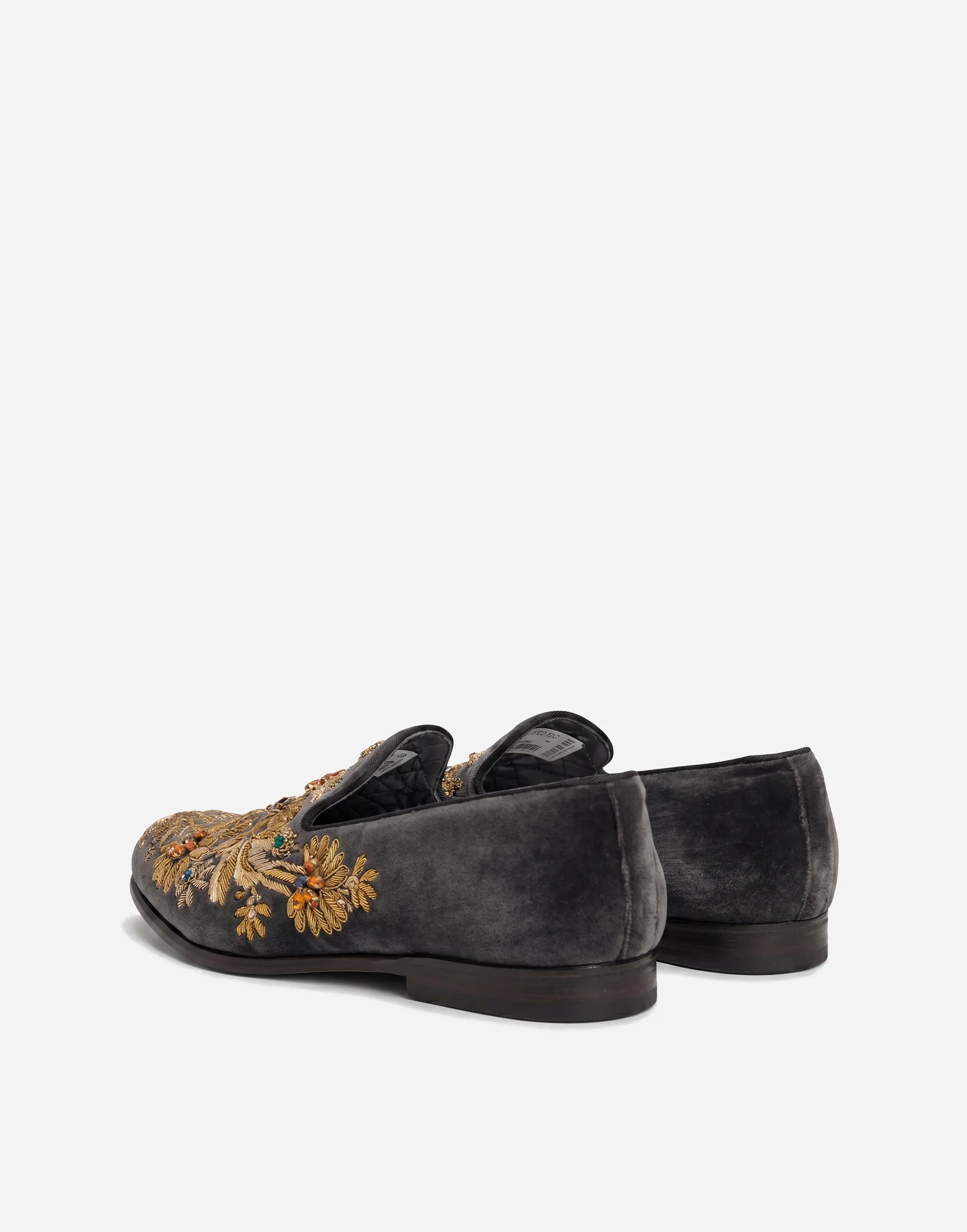 Dolce & Gabbana Jewel Embroidered Velvet Smoking Loafers