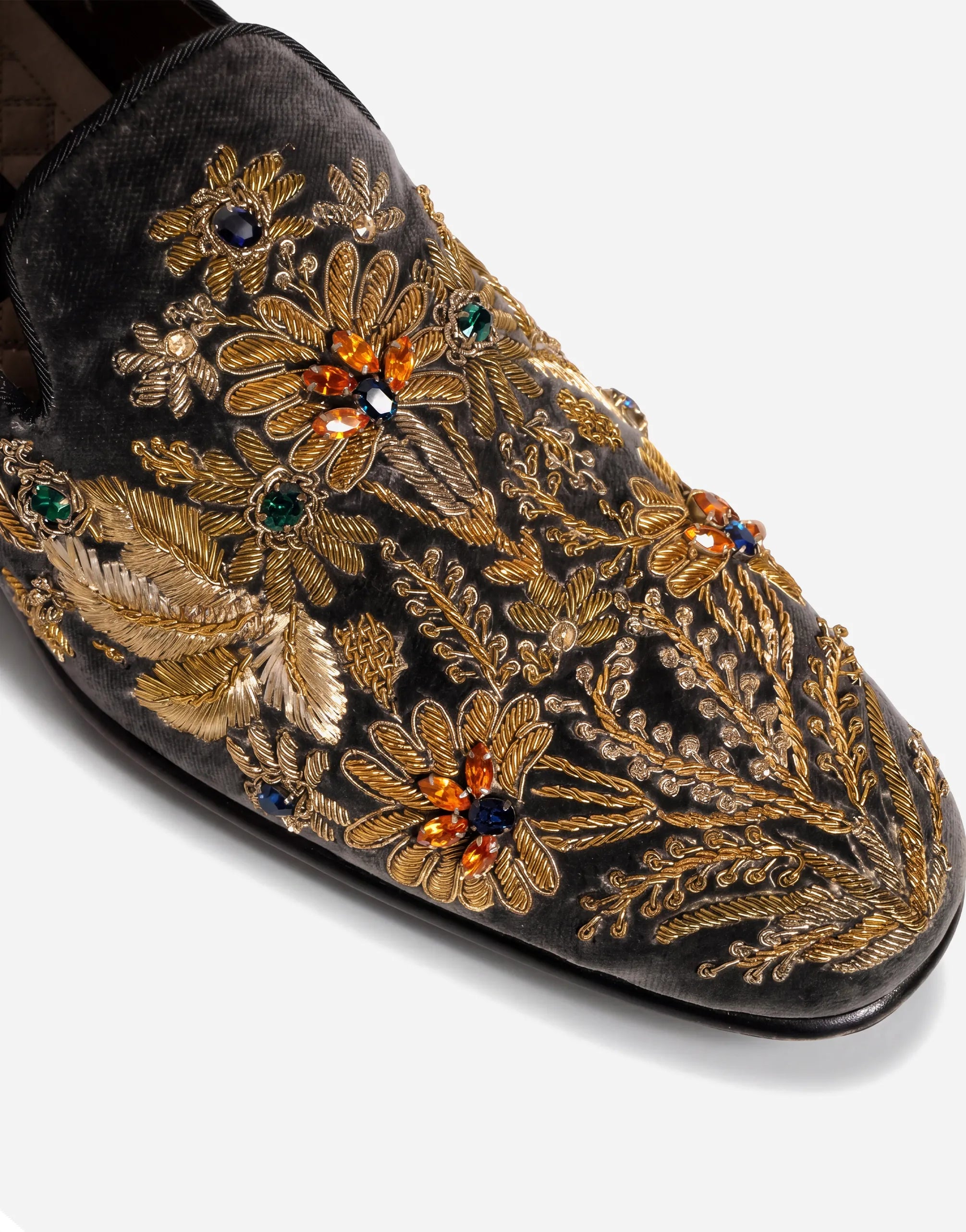 Dolce & Gabbana Jewel Embroidered Velvet Smoking Loafers