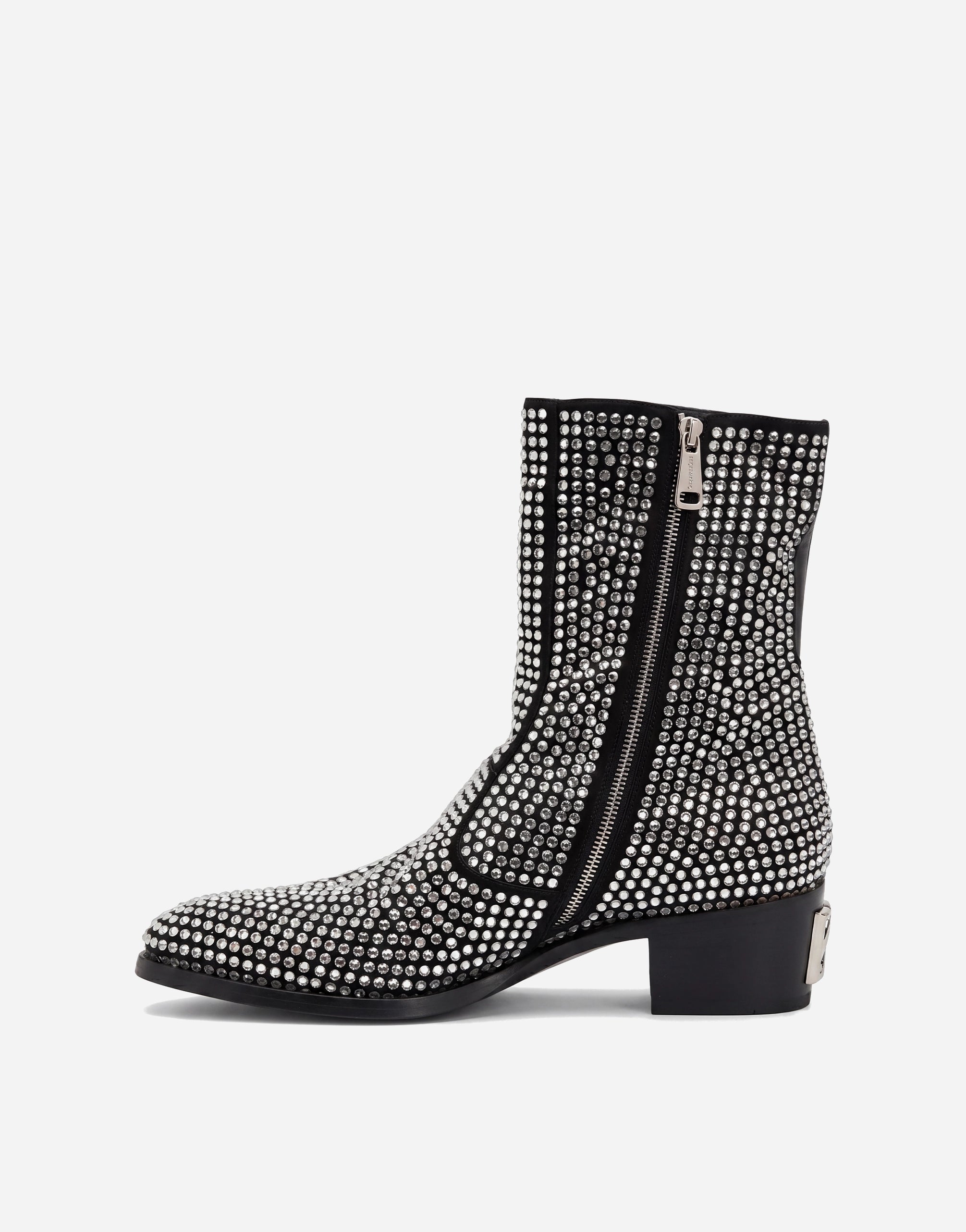 Dolce & Gabbana クリスタル装飾ウエスタンアンクルブーツ