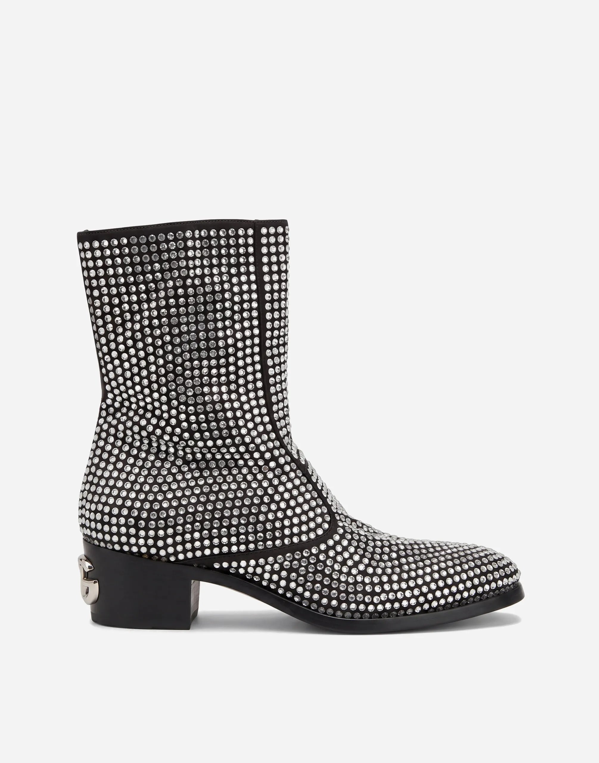 Dolce & Gabbana Crystal Studded Western Ankle Boots