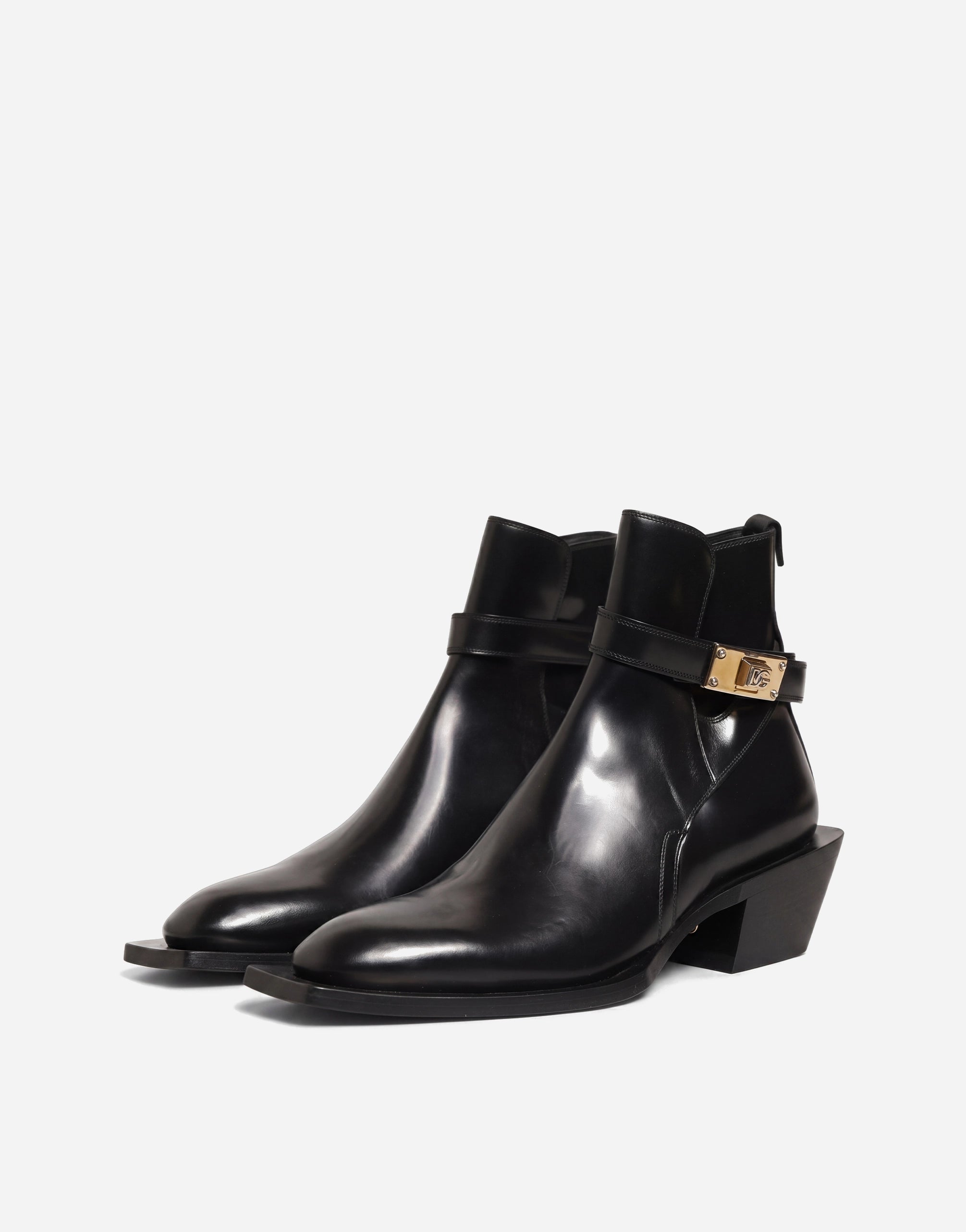 Dolce & Gabbana DG Logo Plaque Leather Harness Ankle Boots - alternate view