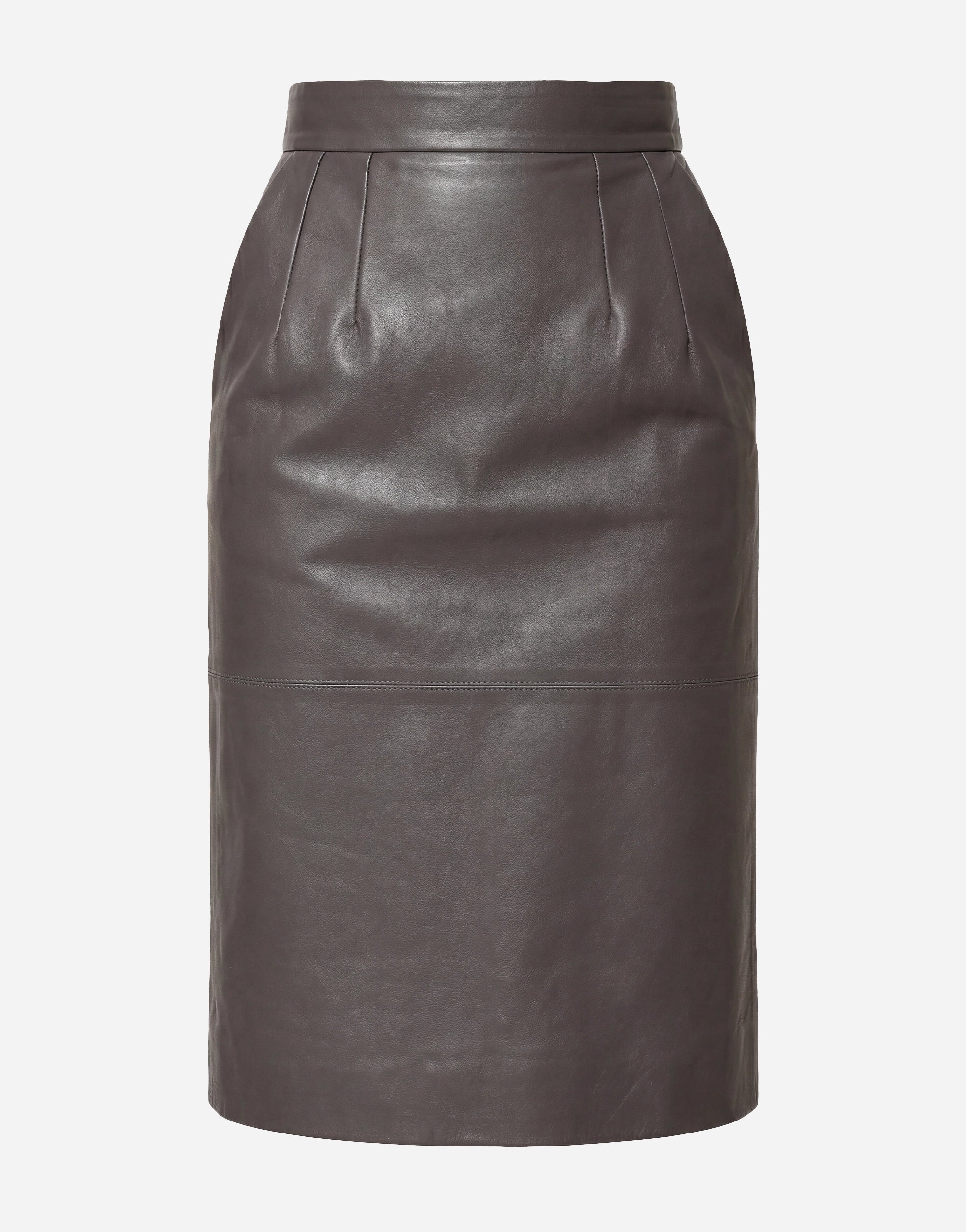 Dolce & Gabbana Taupe Leather Pencil Midi Skirt detail view