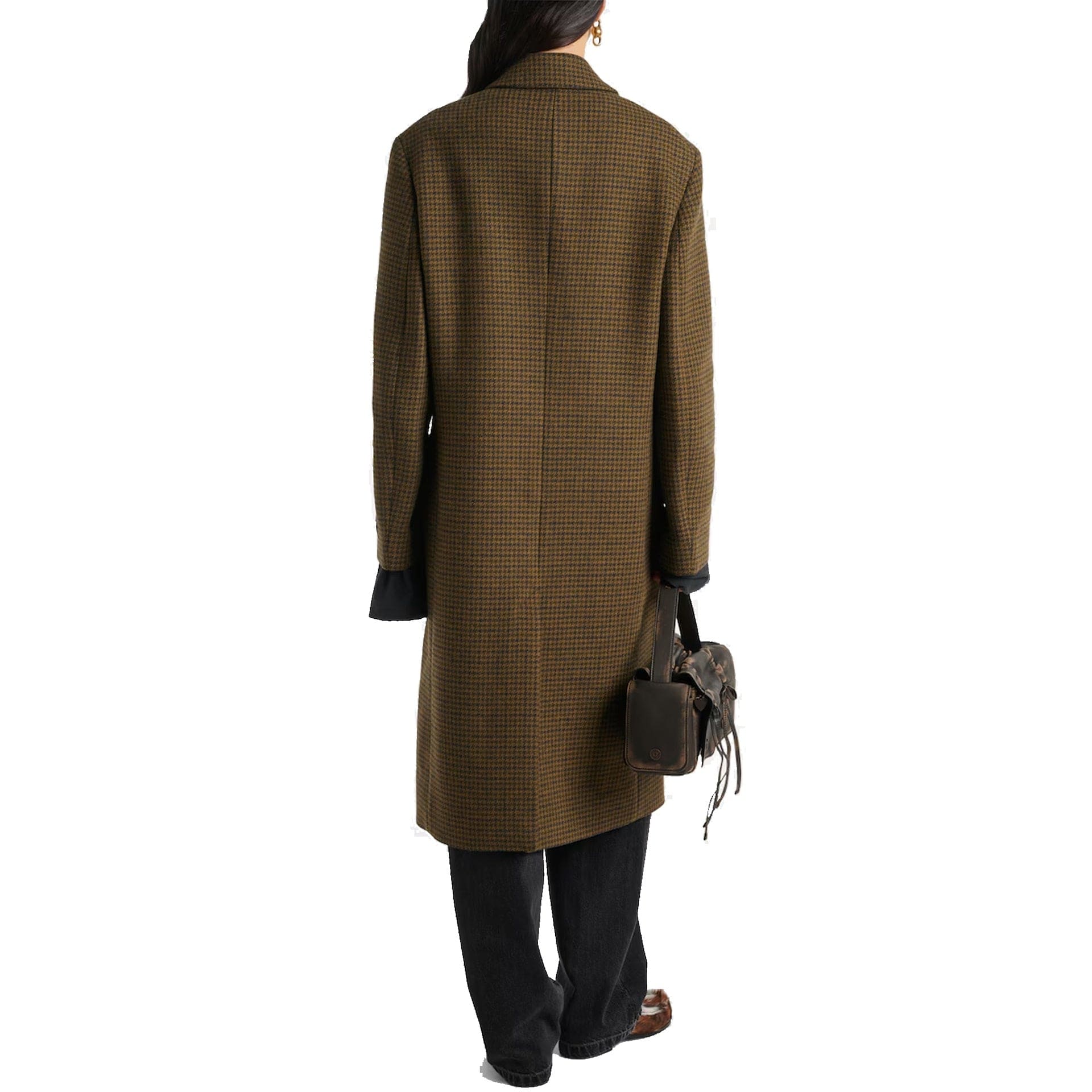 Acne Studios Khaki Green Checked Double-Breasted Coat