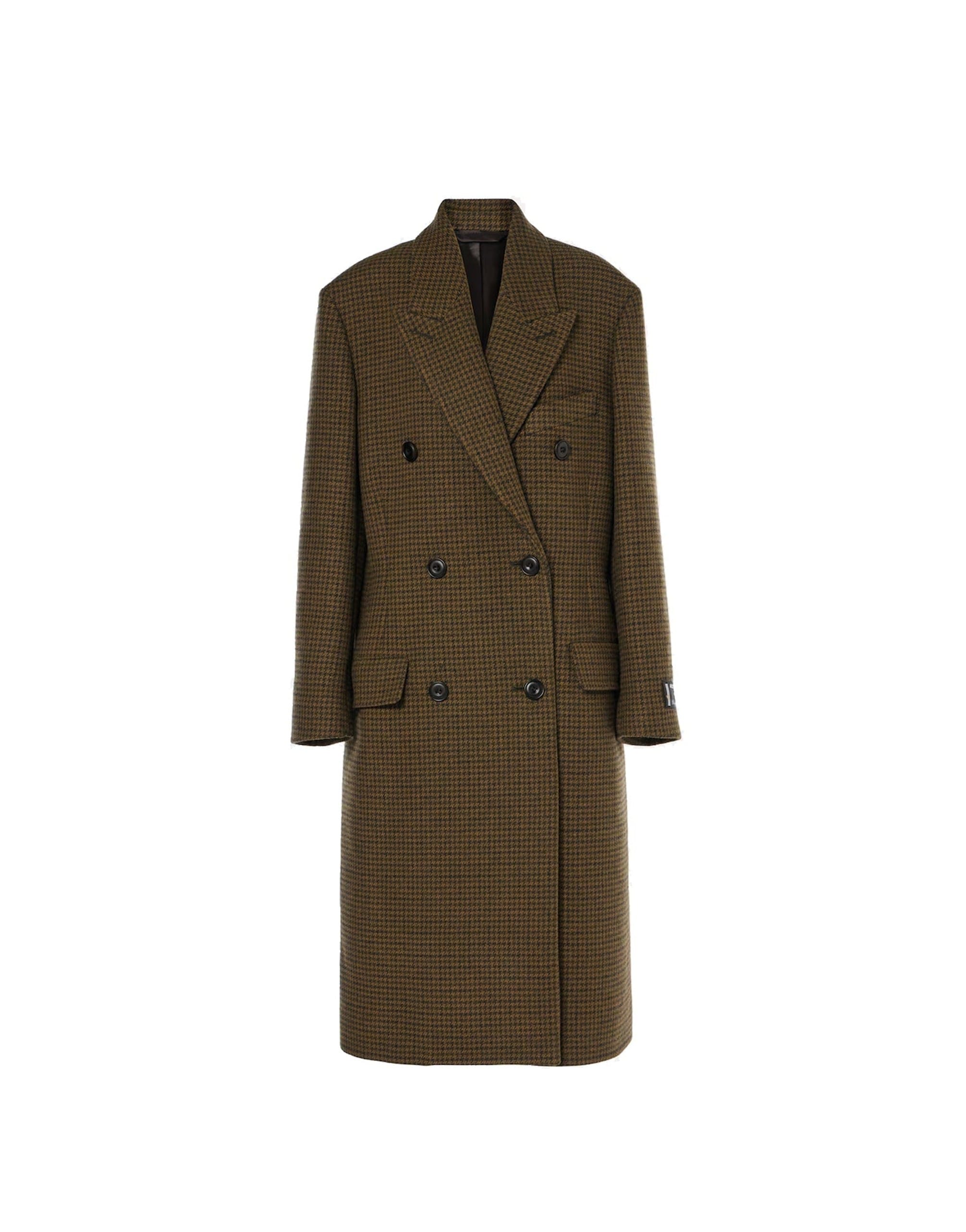 Acne Studios Khaki Green Checked Double-Breasted Coat