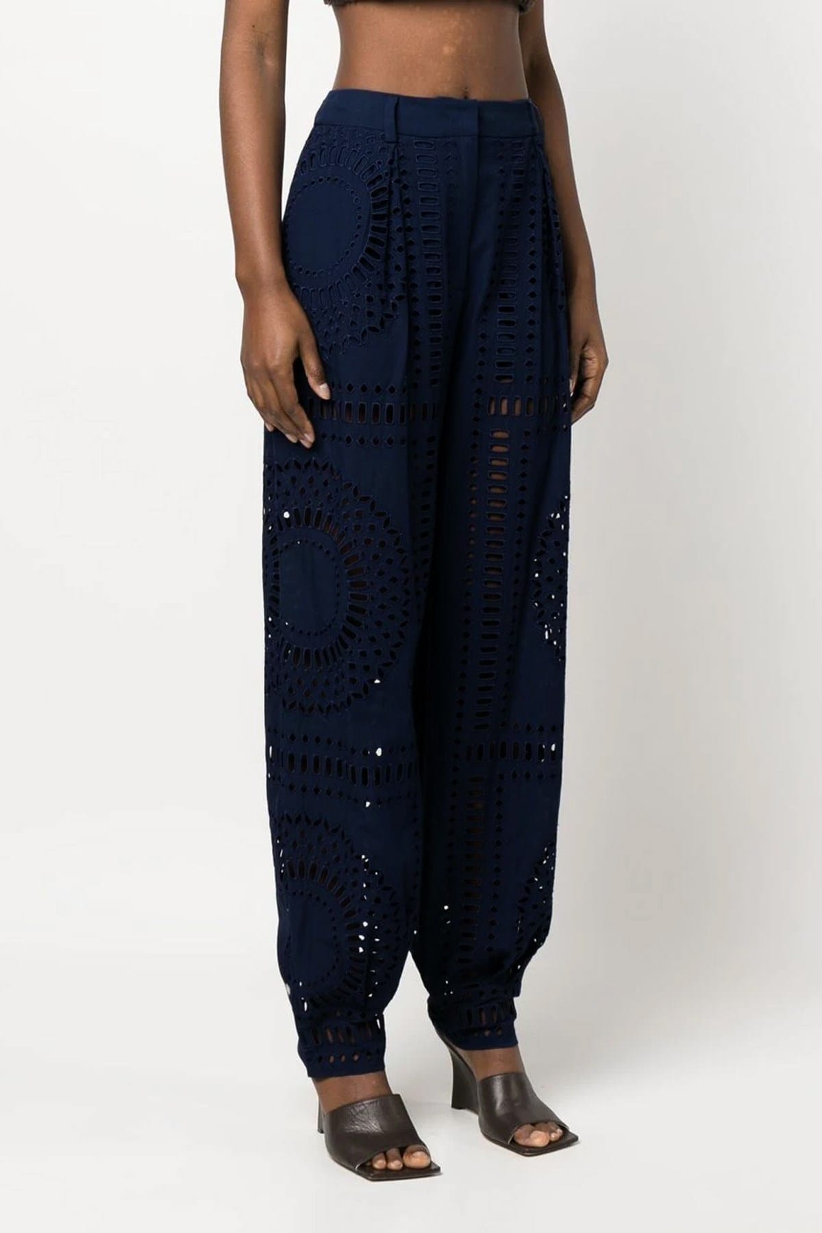 Alberta Ferretti Alberta Ferretti Embroidered Cotton Blend Pants
