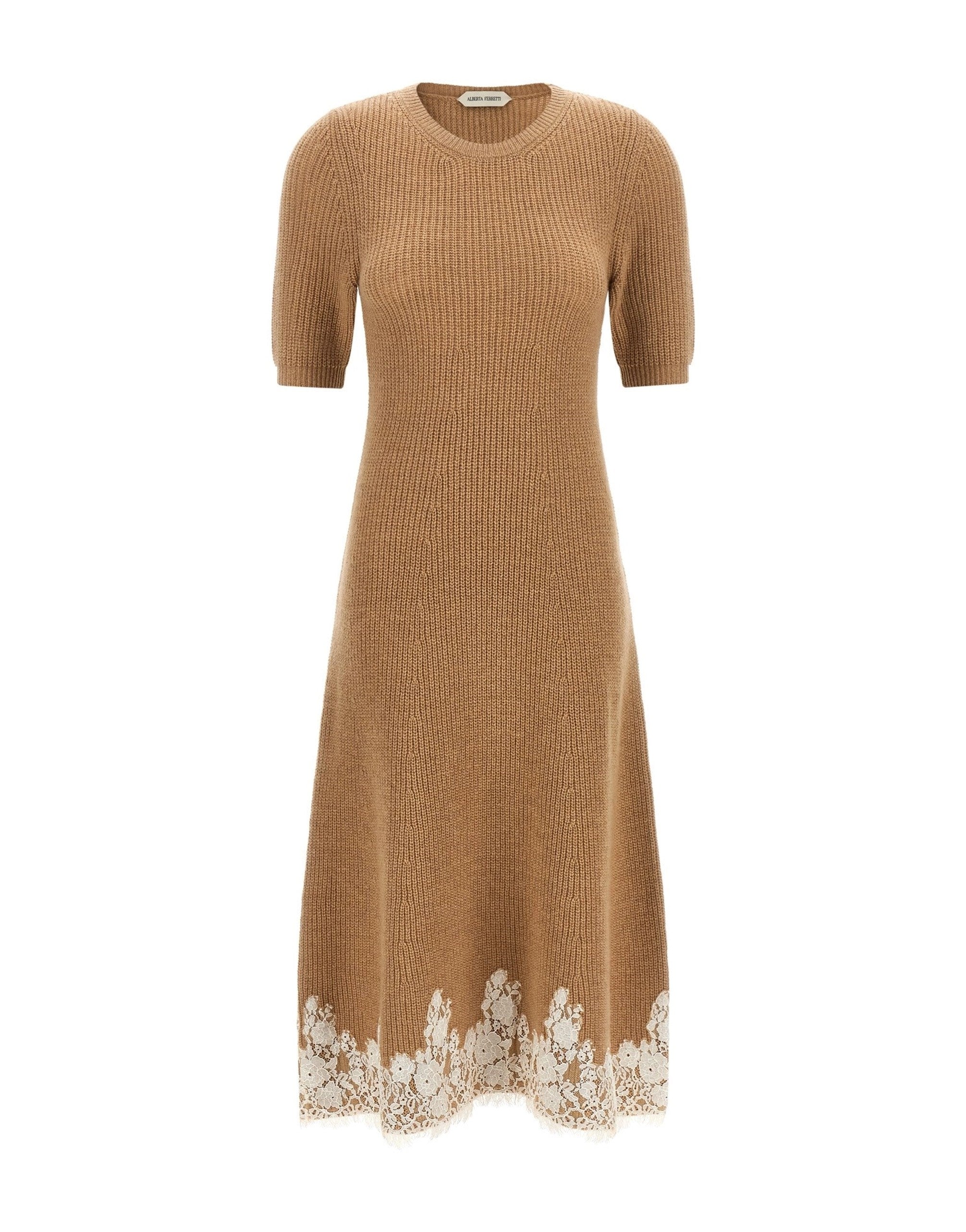 Alberta Ferretti Lace Hem Midi Dress