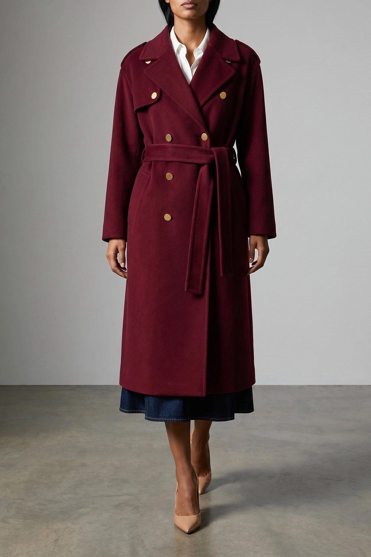 Alberta Ferretti Long Double-Breasted Wool Coat