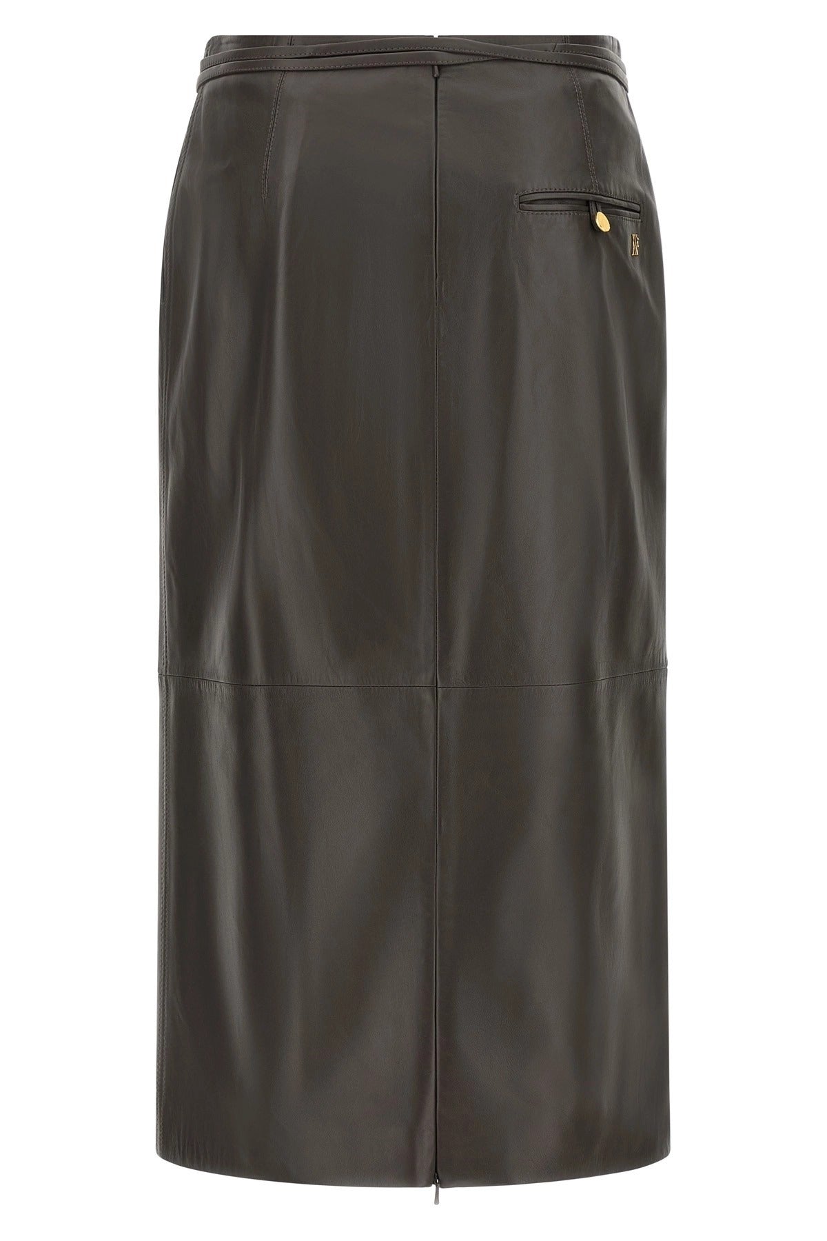 Gonna midi dritta in pelle Alberta Ferretti