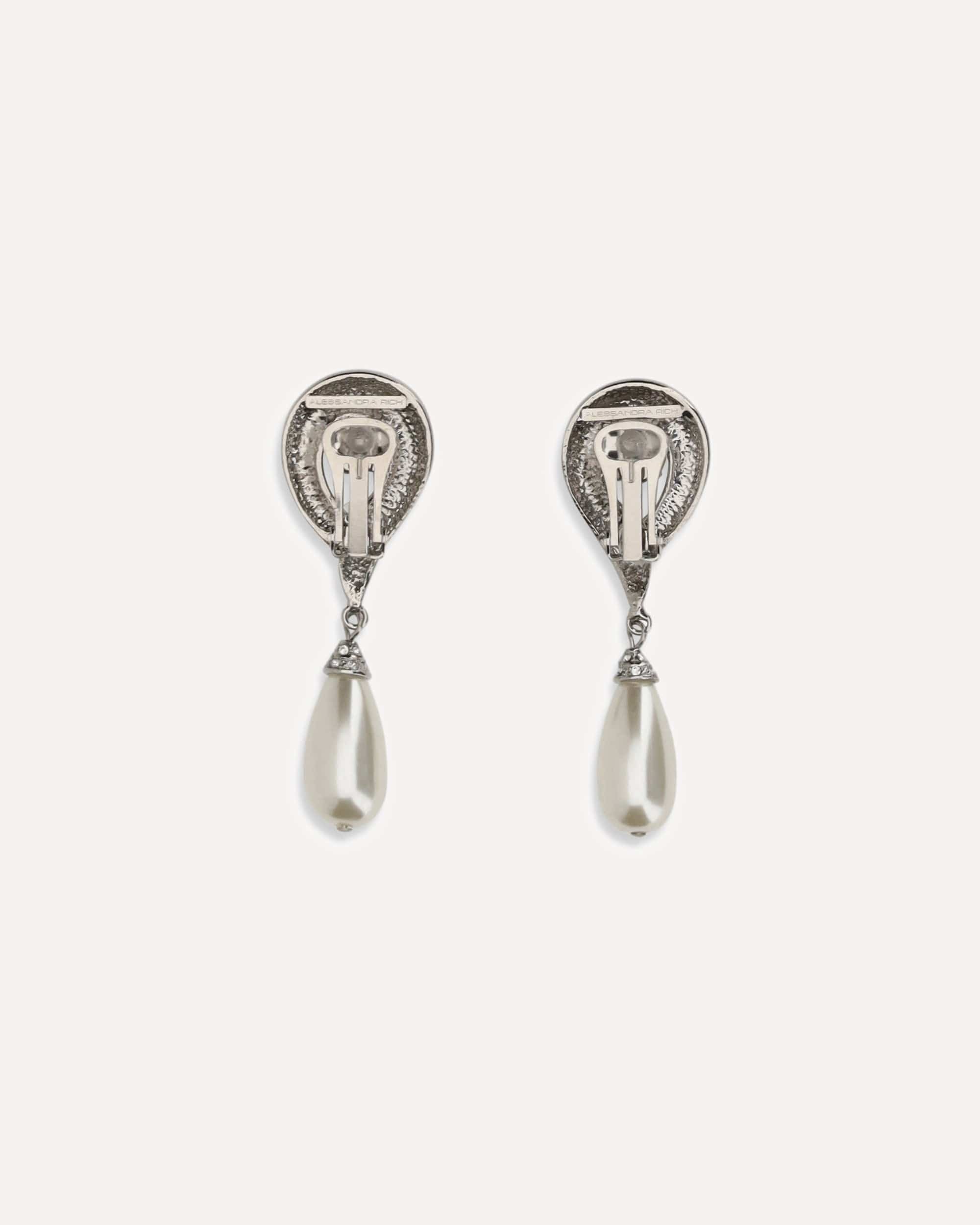 Alessandra Rich Crystal Earrings With Pearl Pendants
