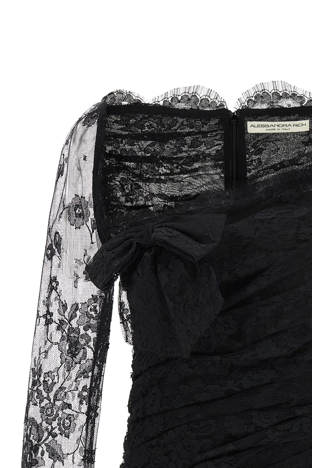 Alessandra Rich Alessandra Rich Draped Lace Mini Dress