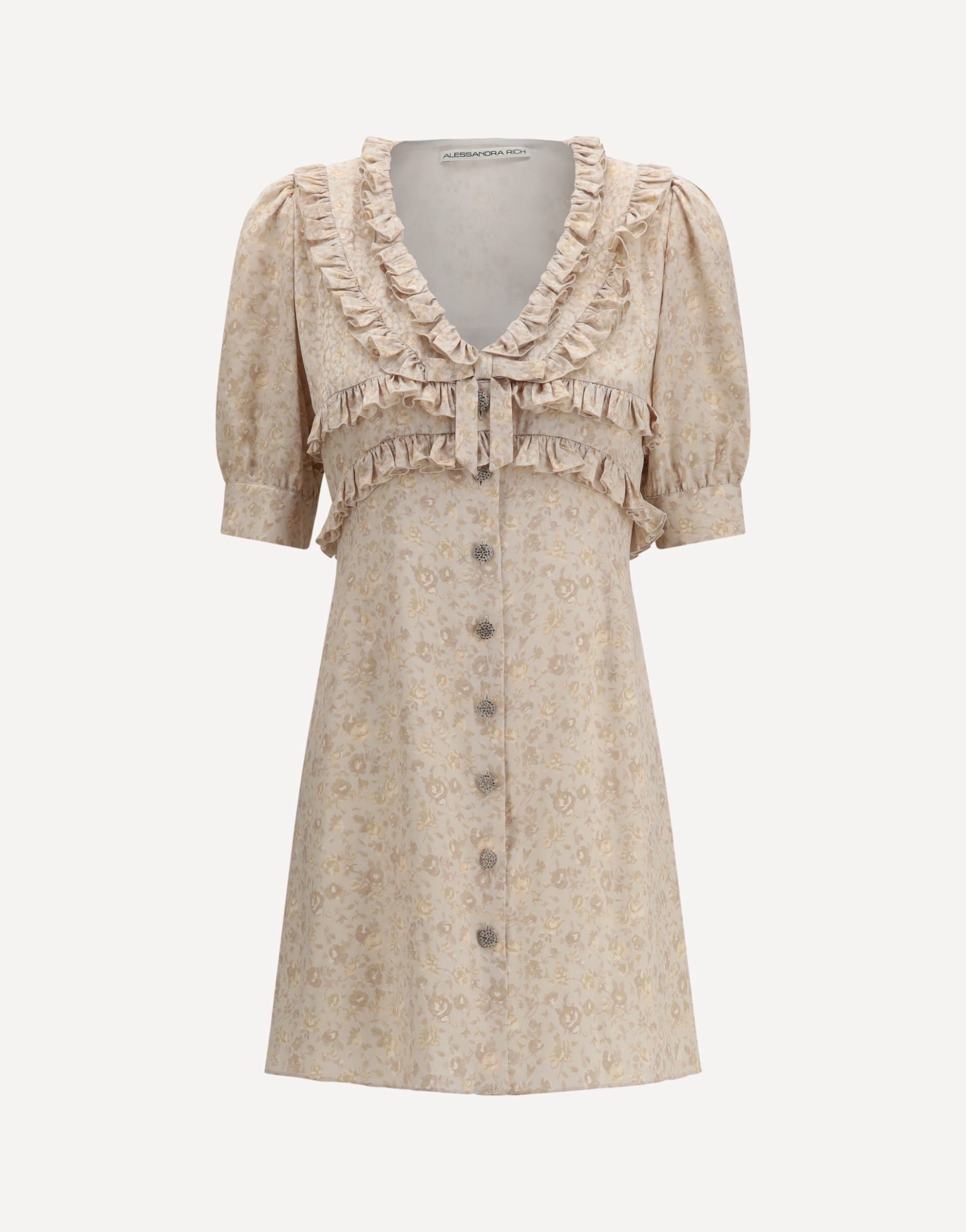 Alessandra Rich Floral Dress With Ruffles