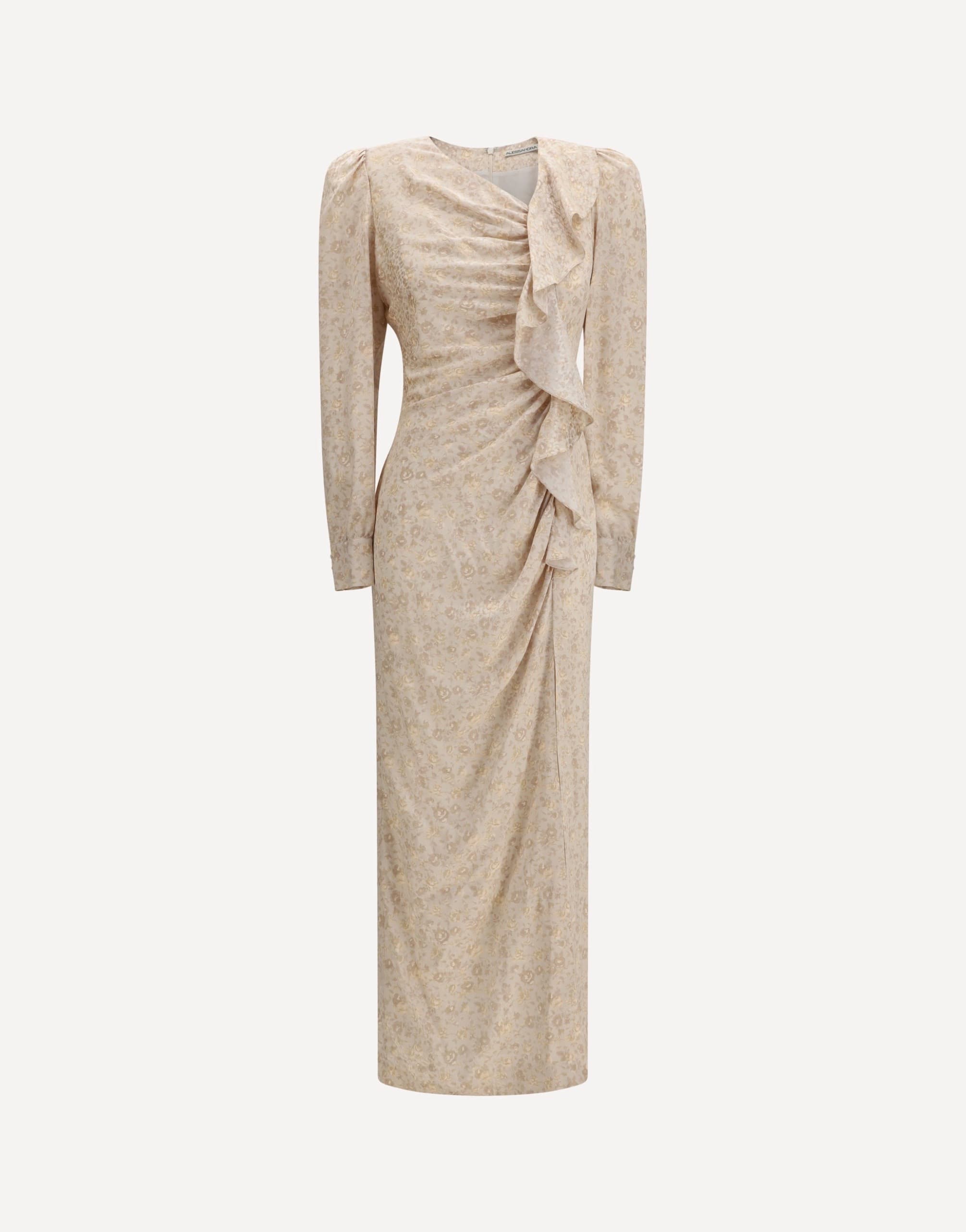 Alessandra Rich Jacquard Draped Dress With Flounces