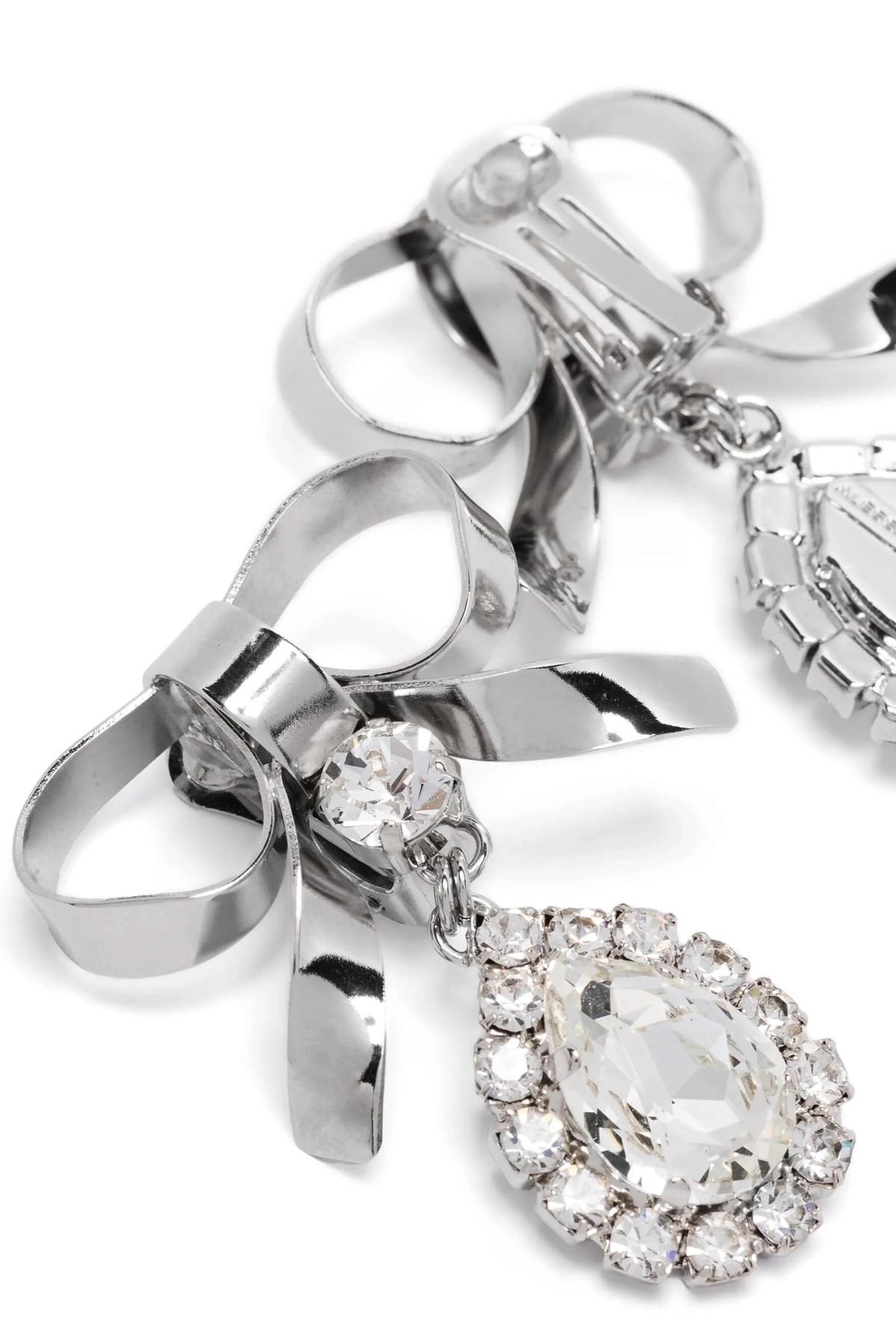 Alessandra Rich Alessandra Rich Metal Bow Crystal Drop Earrings