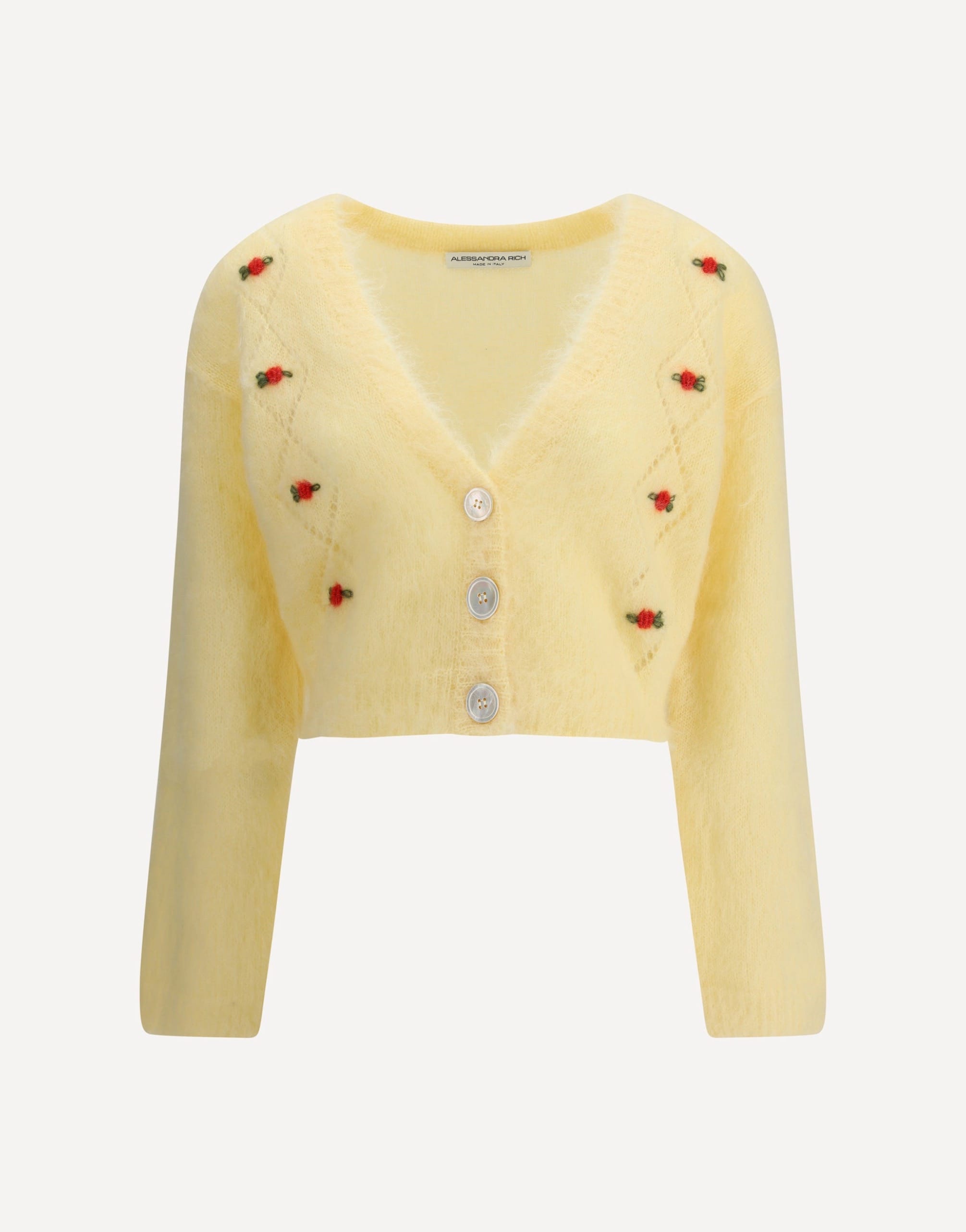 Alessandra Rich Mohair Cardigan With Embroidery