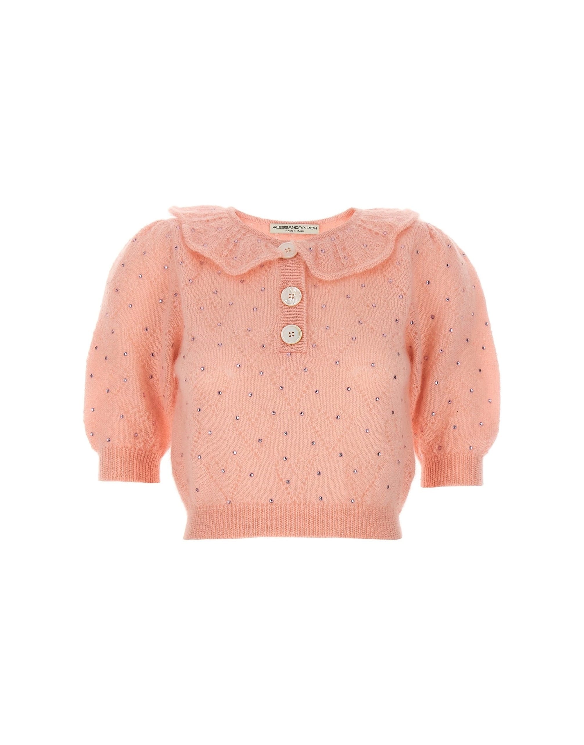 Alessandra Rich Alessandra Rich Pink Rhinestone Sweater