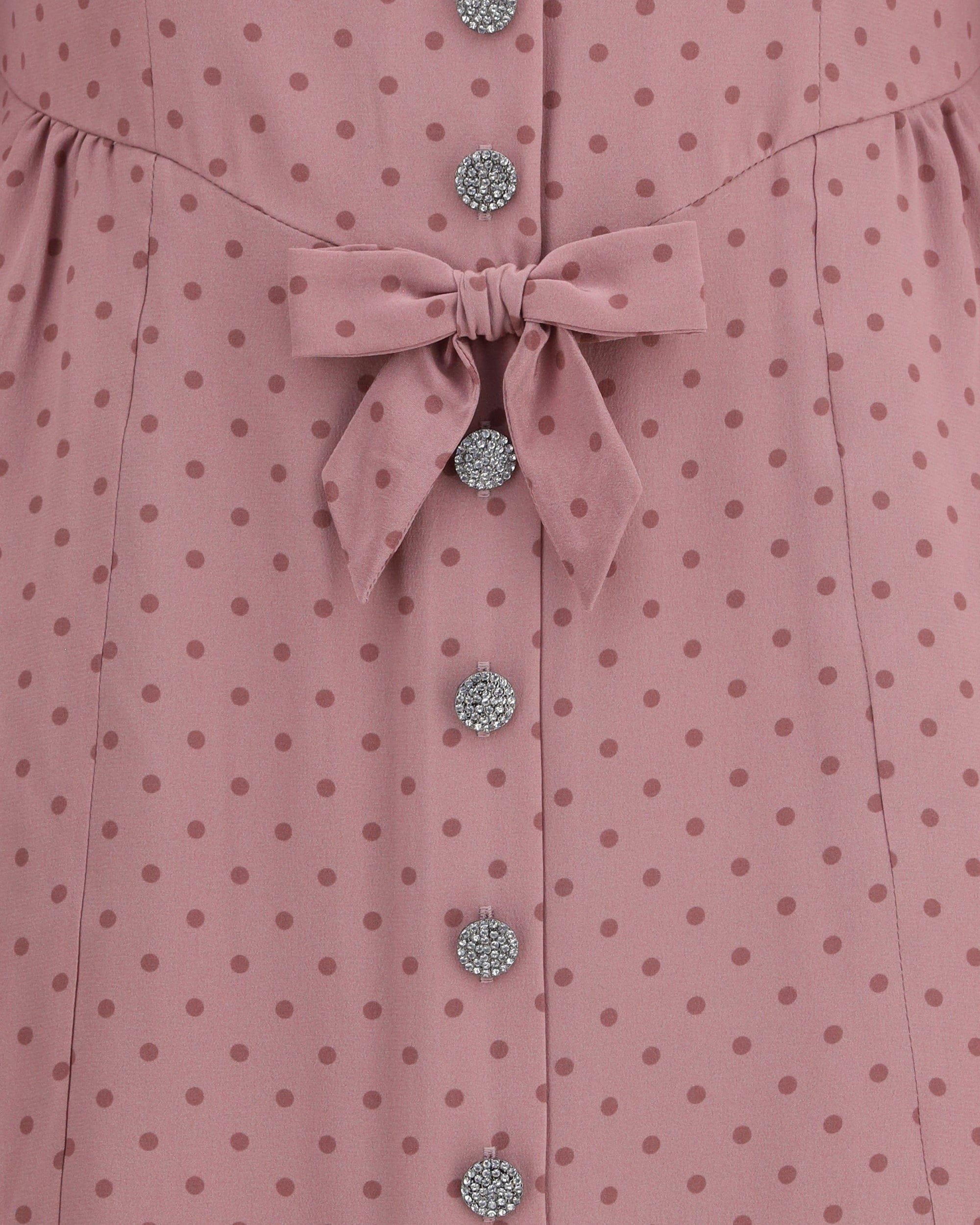 Alessandra Rich Polka Dot Midi Dress With Ruffles