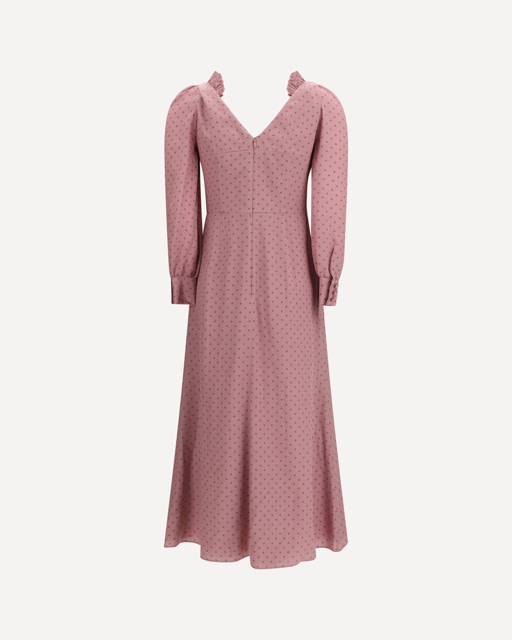 Alessandra Rich Polka Dot Midi Dress With Ruffles