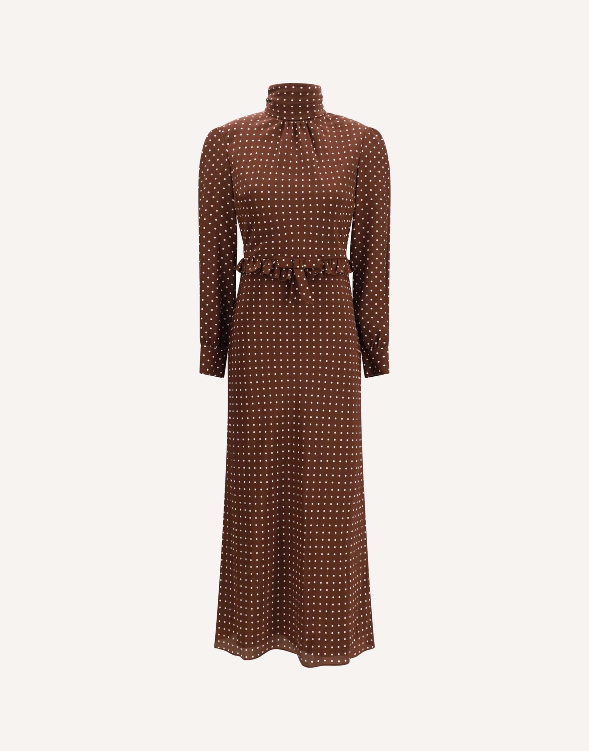 Alessandra Rich Polka Dot Silk Crêpe De Chine Midi Dress With Bow