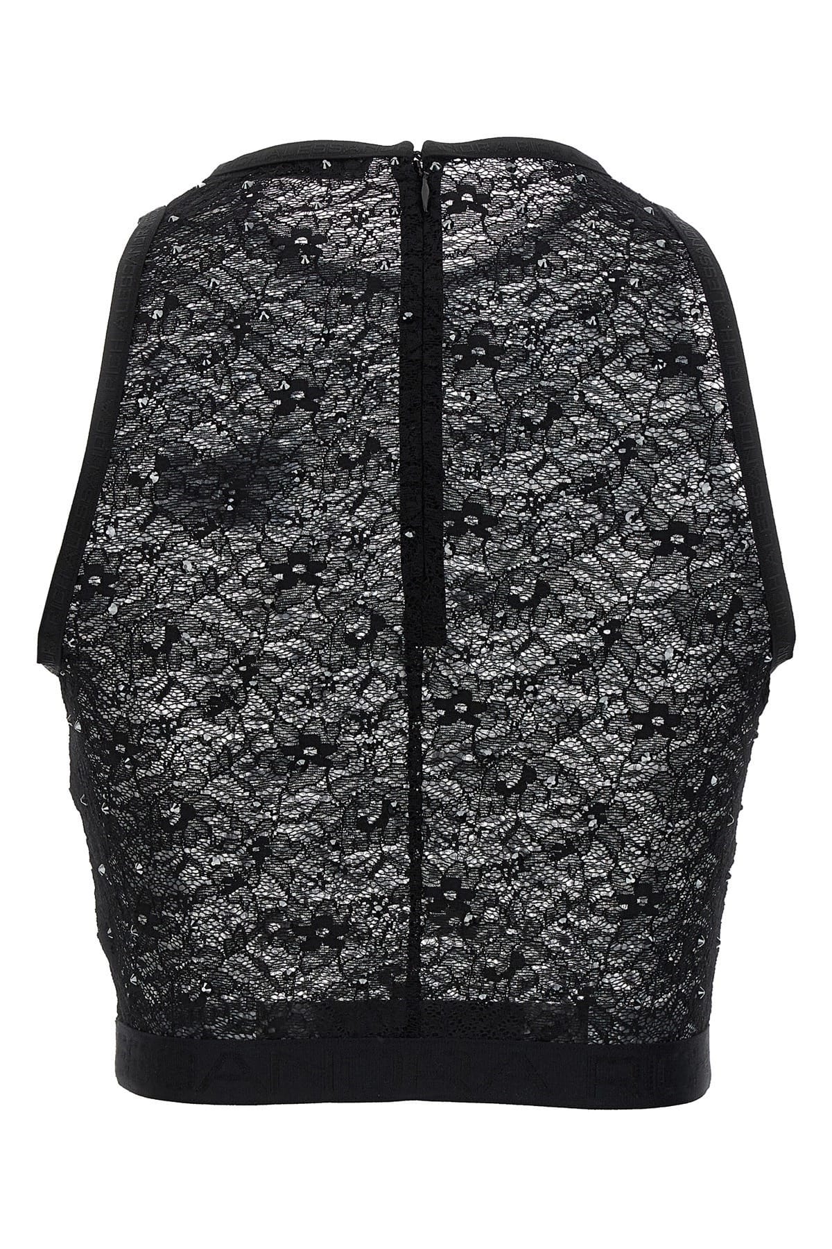 Alessandra Rich Alessandra Rich Rhinestone Lace Top
