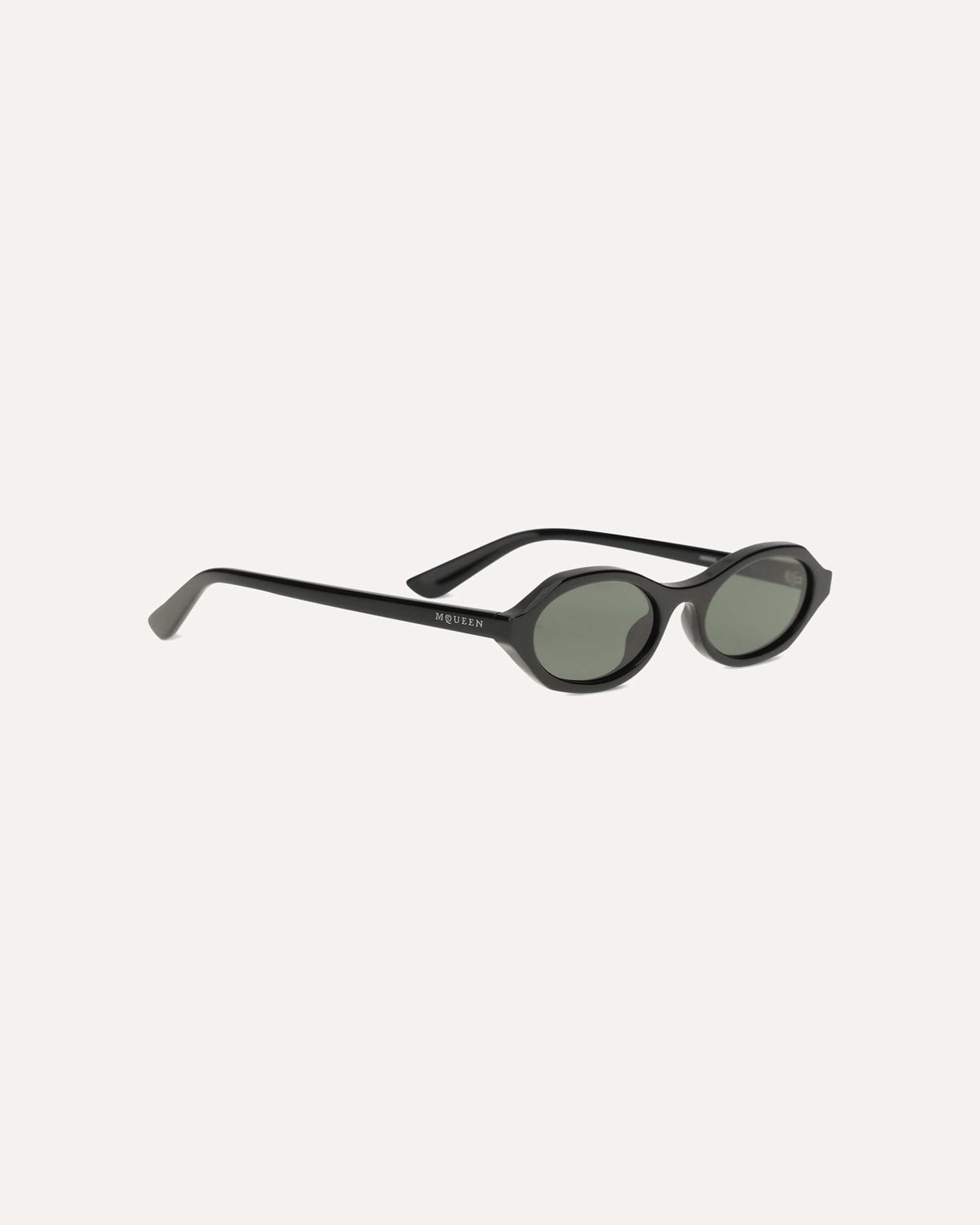 Geometric Oval Sunglasses Black Acetate - alternate view