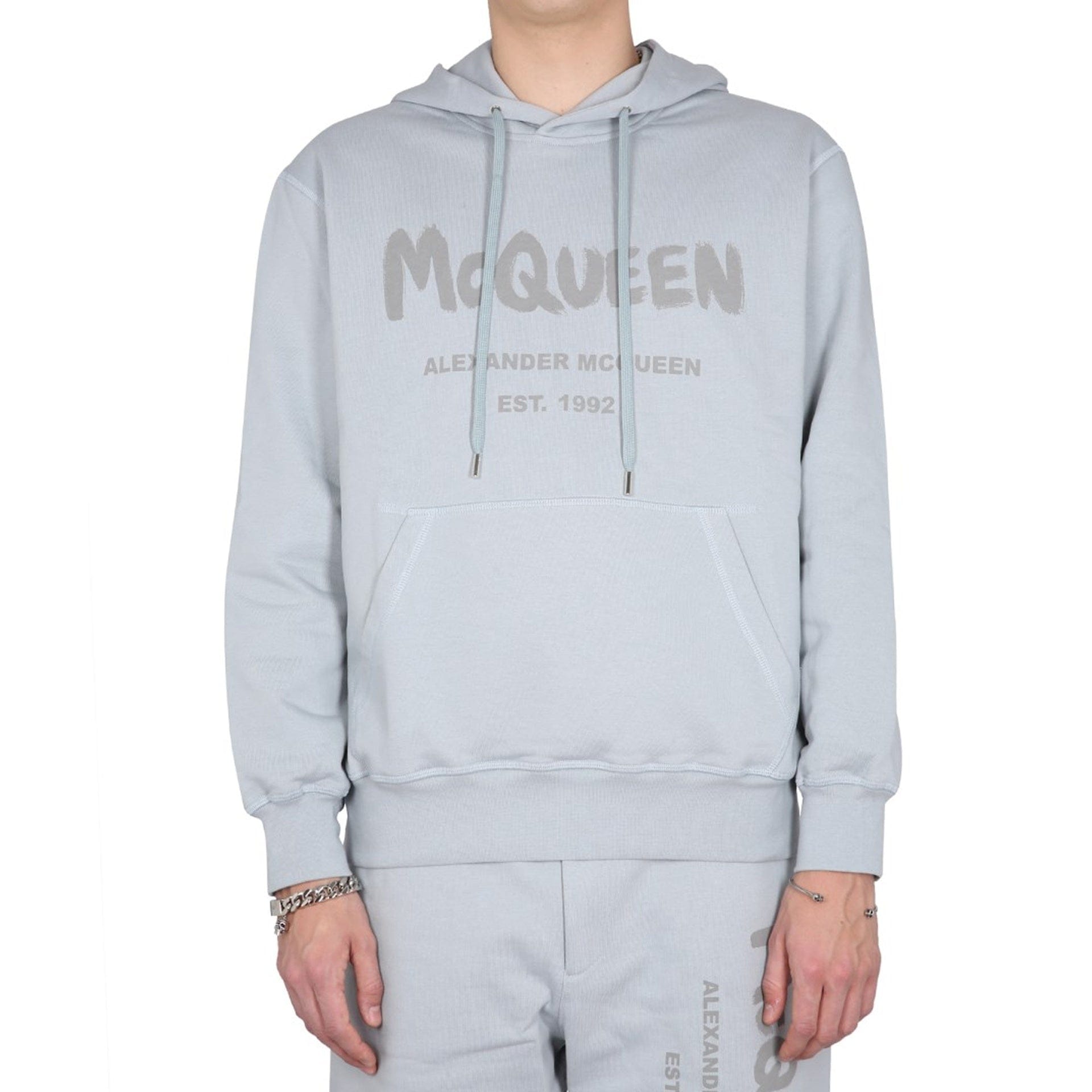 Alexander McQueen Logo Cotton Drawstring Hoodie Sweatshirt - alternate view