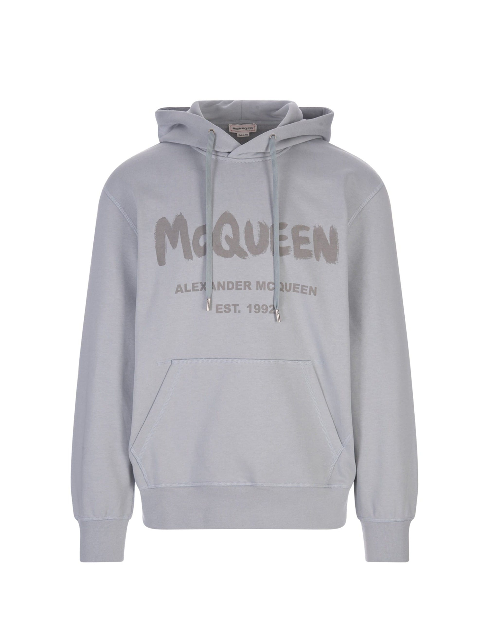 Alexander McQueen Logo Cotton Drawstring Hoodie Sweatshirt