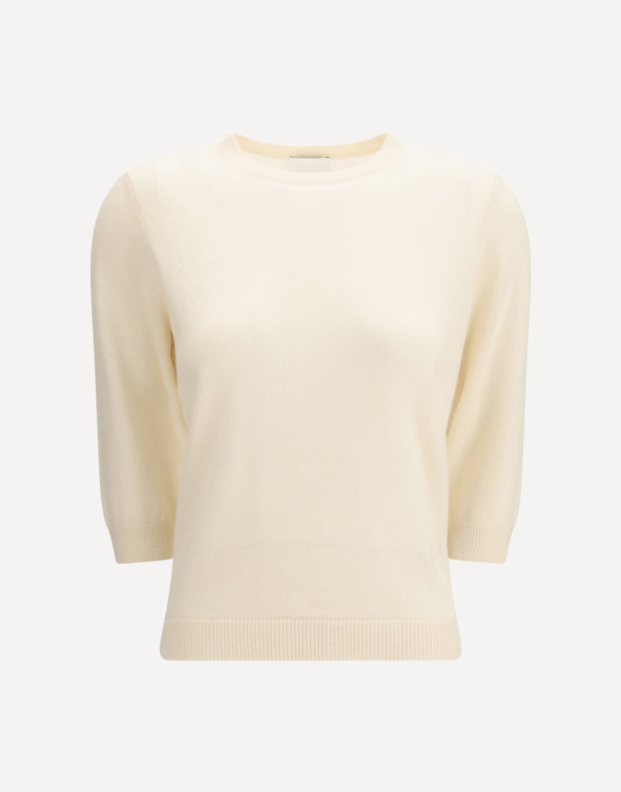 Allude Crew-Neck Three-Quarter Sleeve Sweater