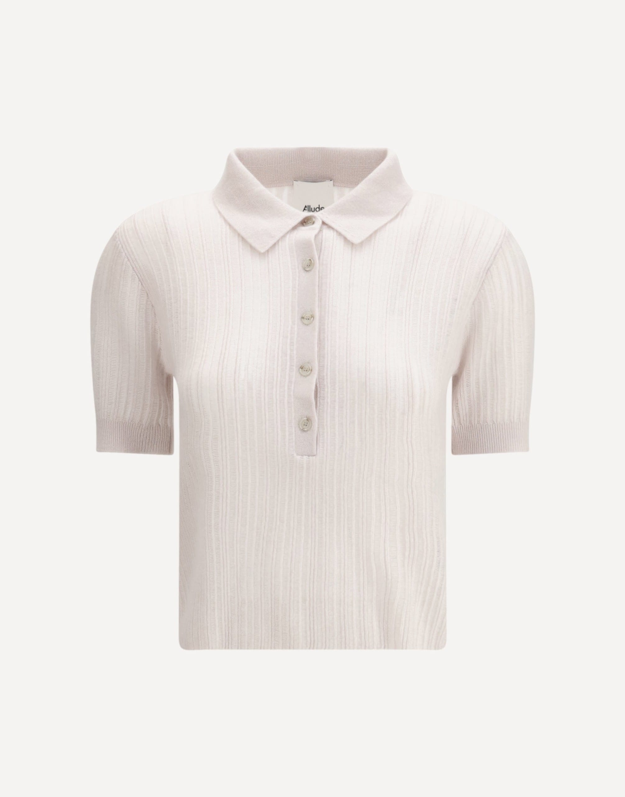 Allude Polo-Neck Short-Sleeve Sweater