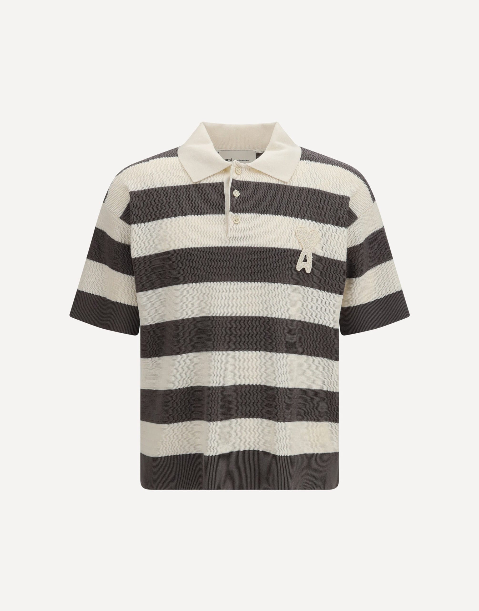 Ami Paris Ami De Coeur Striped Polo Shirt