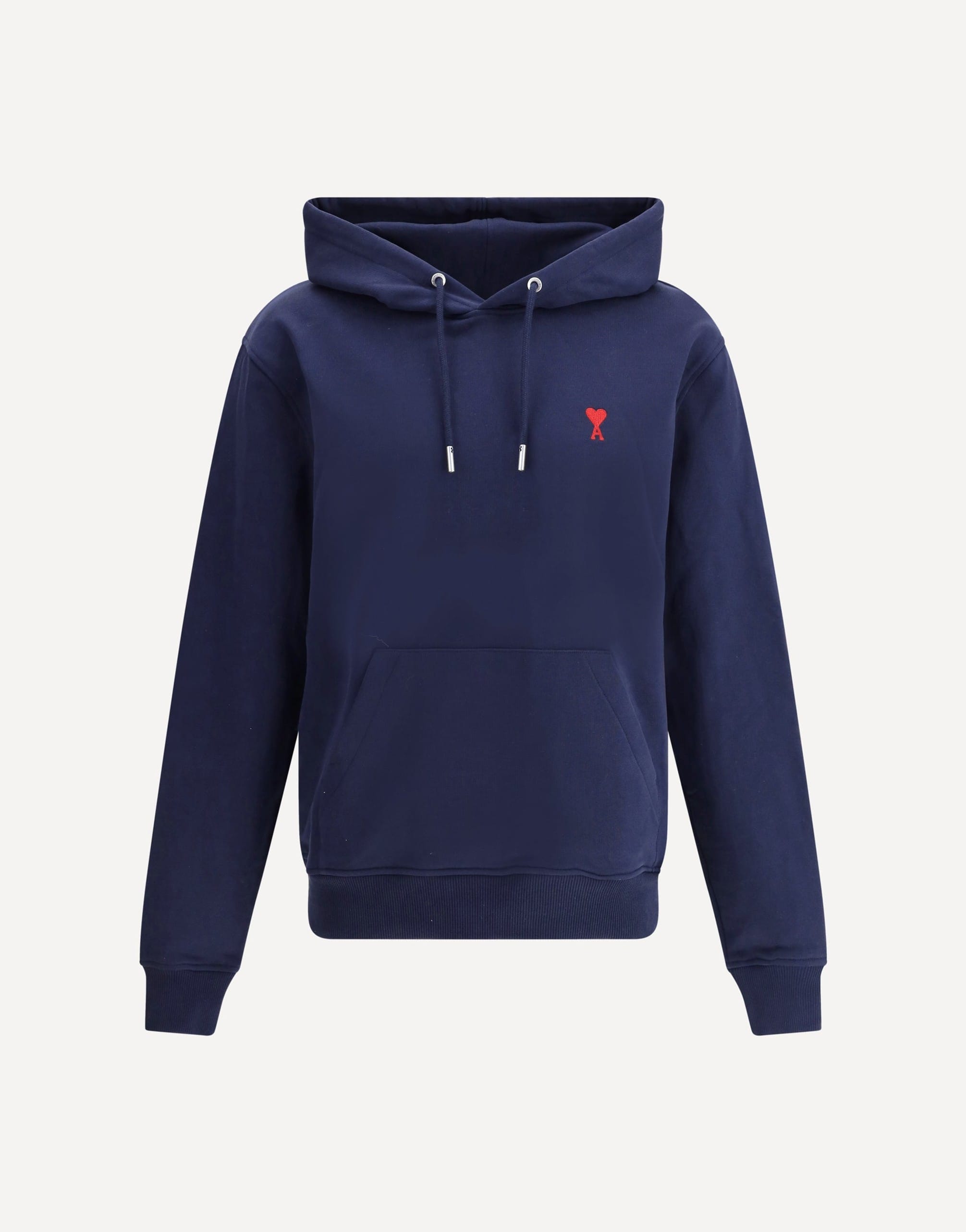 Ami Paris Logoed Cotton Hoodie With Kangaroo Pocket