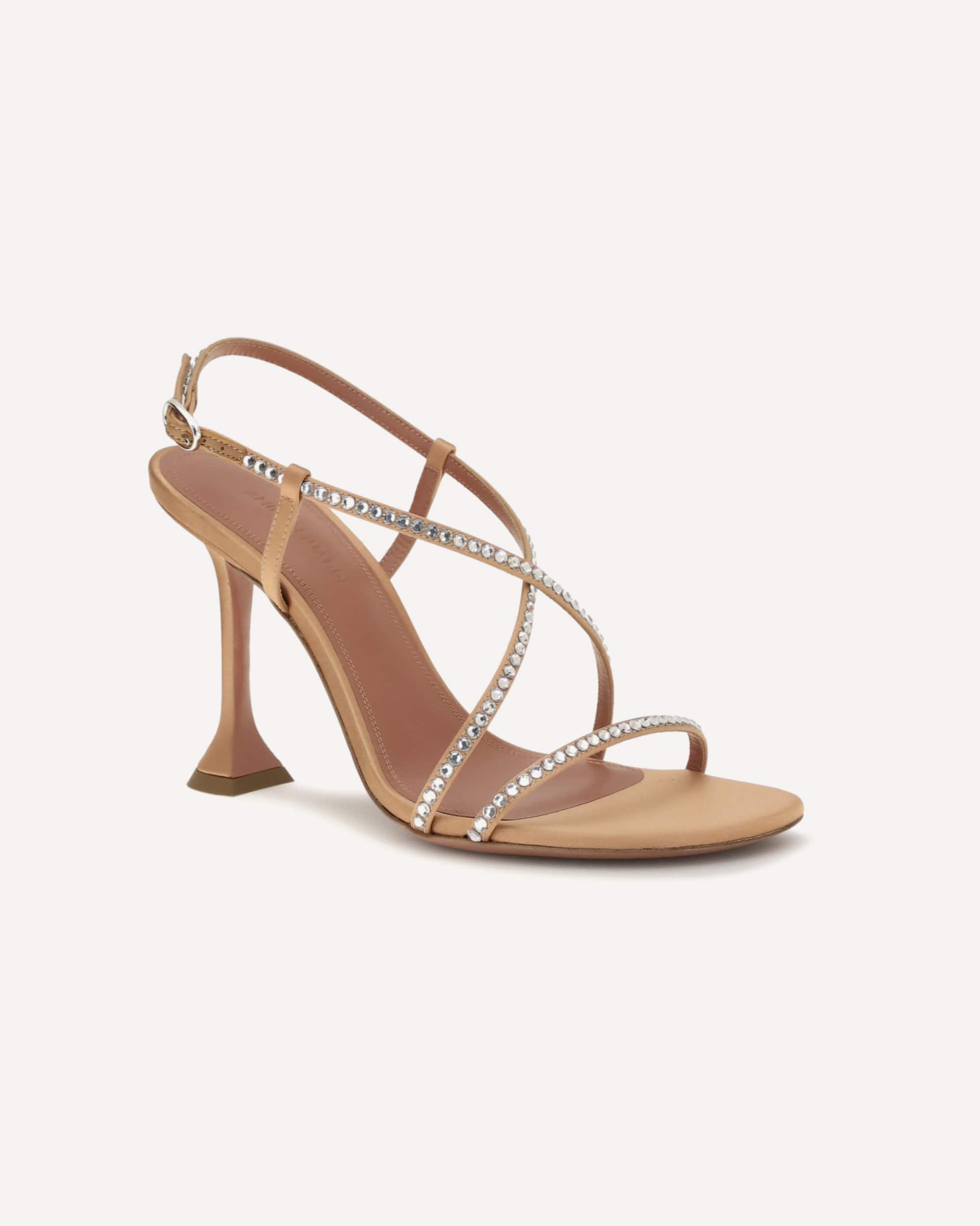 Amina Muaddi Sally Crystal Satin Sandals - alternate view