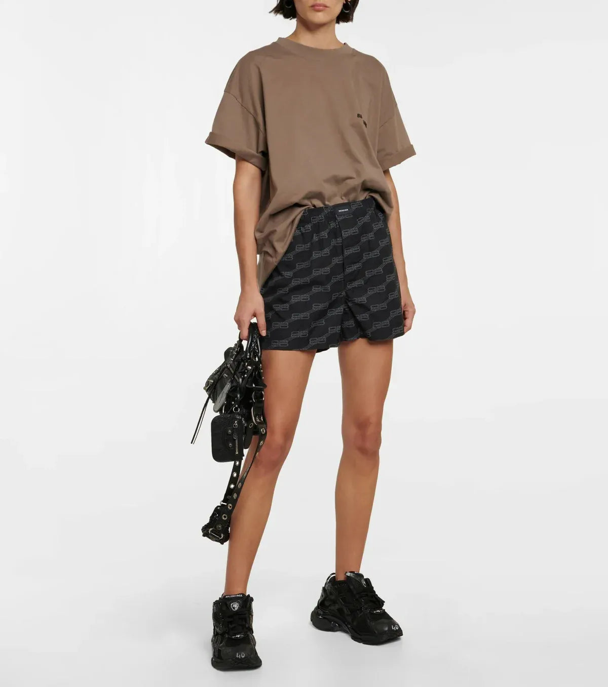 Balenciaga BB Allover Printed Cotton Shorts - alternate view