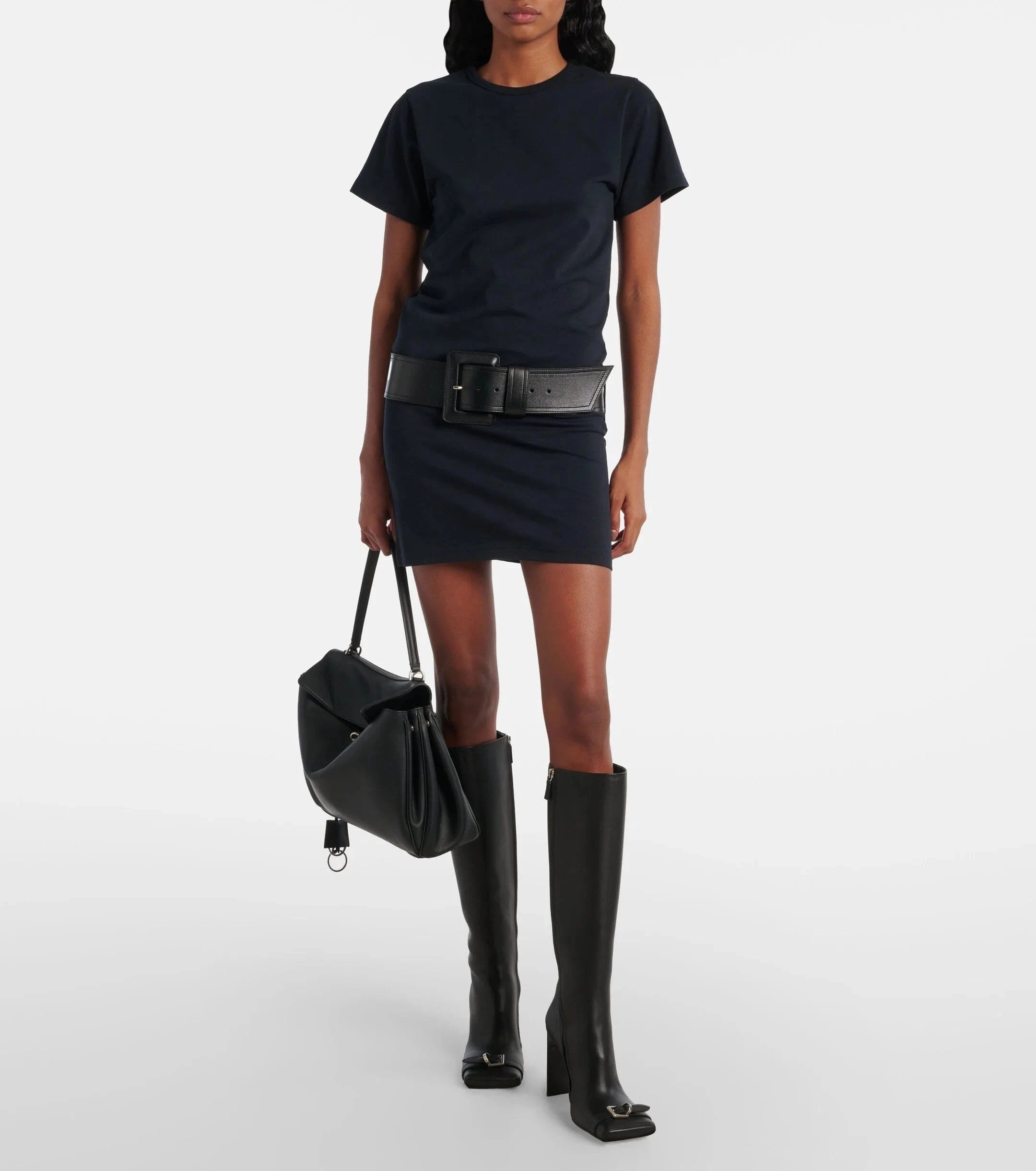 Balenciaga Belted Cotton-Blend Jersey Mini Dress
