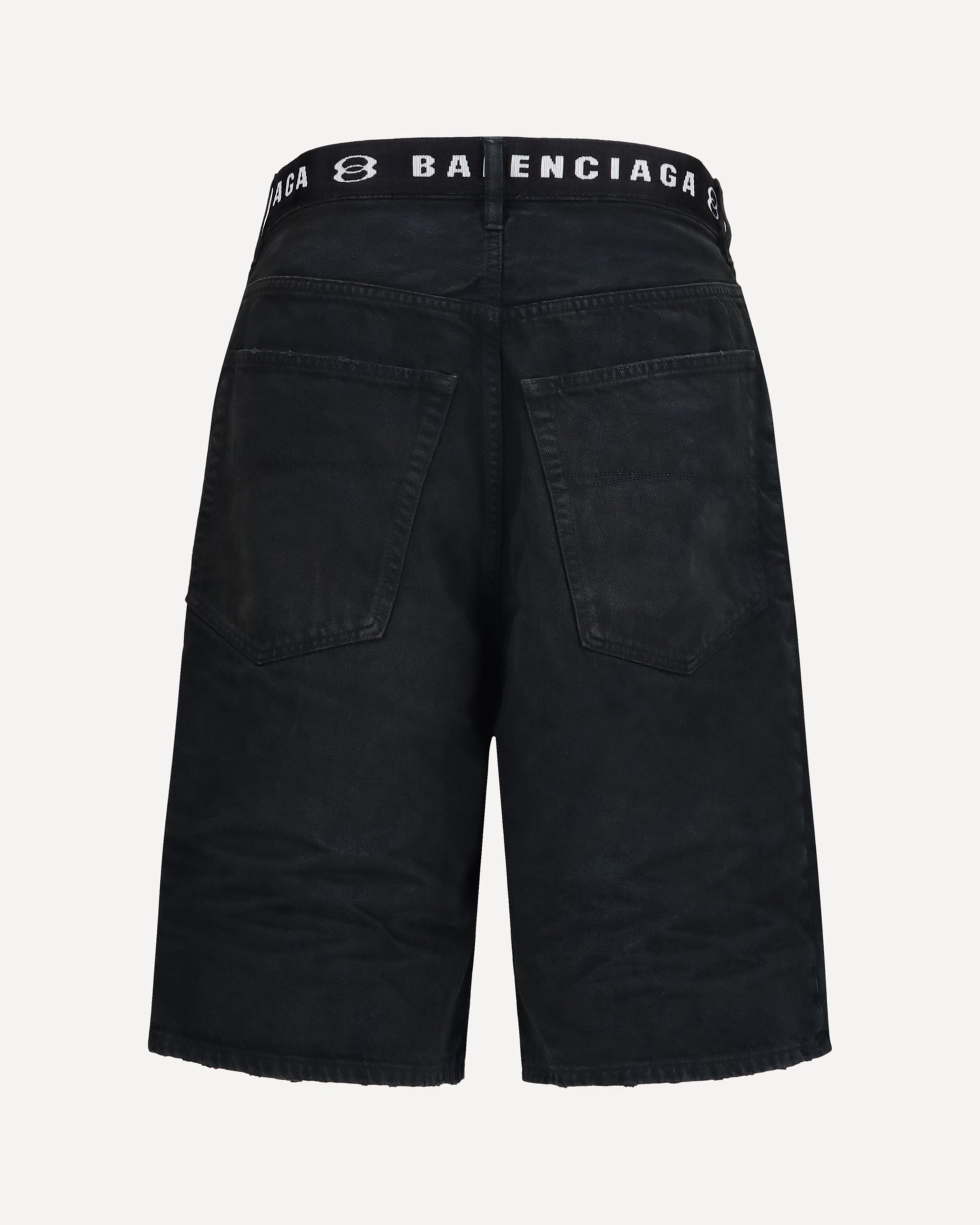 Balenciaga Belted Japanese Cotton Denim Shorts - alternate view