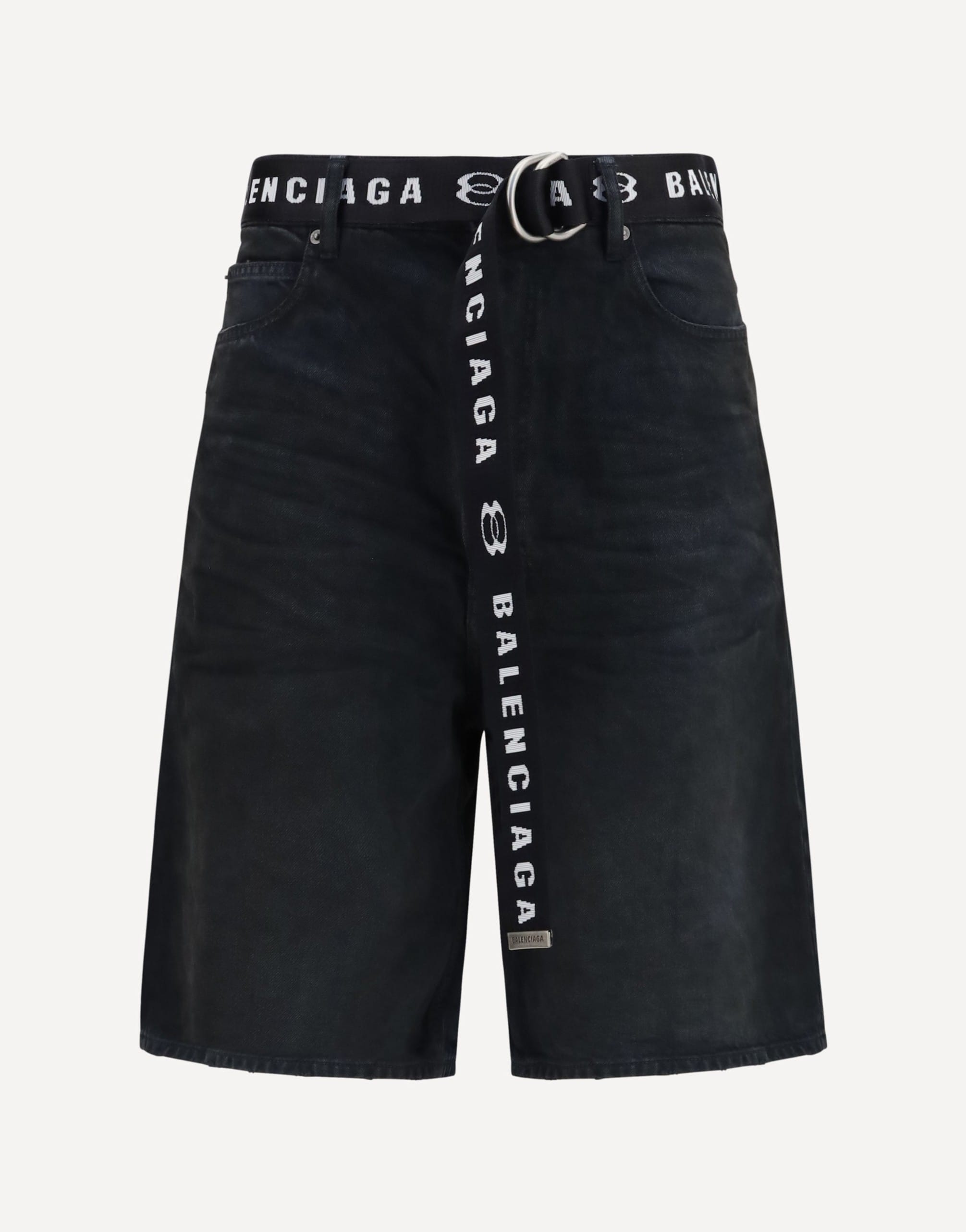 Balenciaga Belted Japanese Cotton Denim Shorts