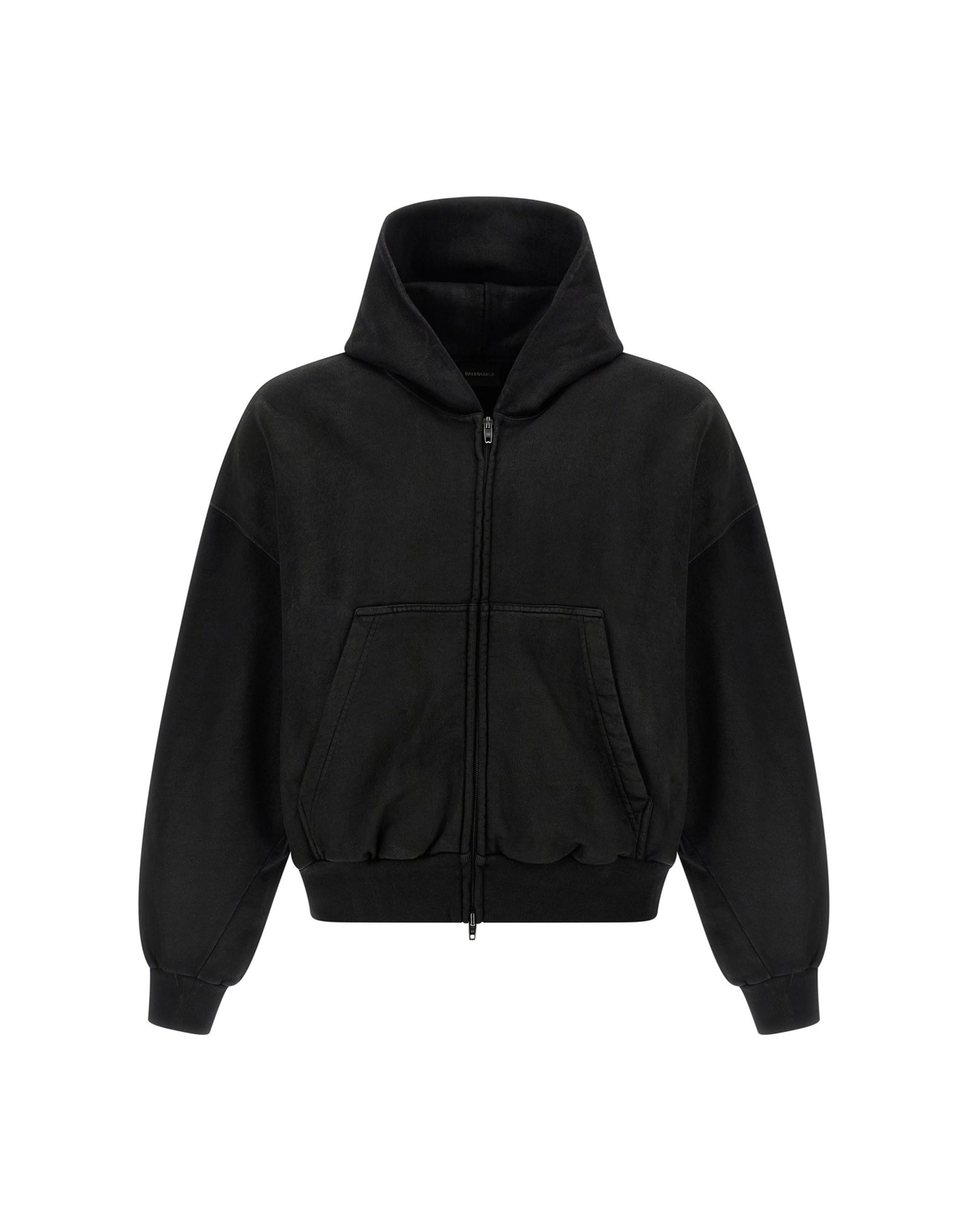 Balenciaga Balenciaga Black Cropped Zip Hoodie
