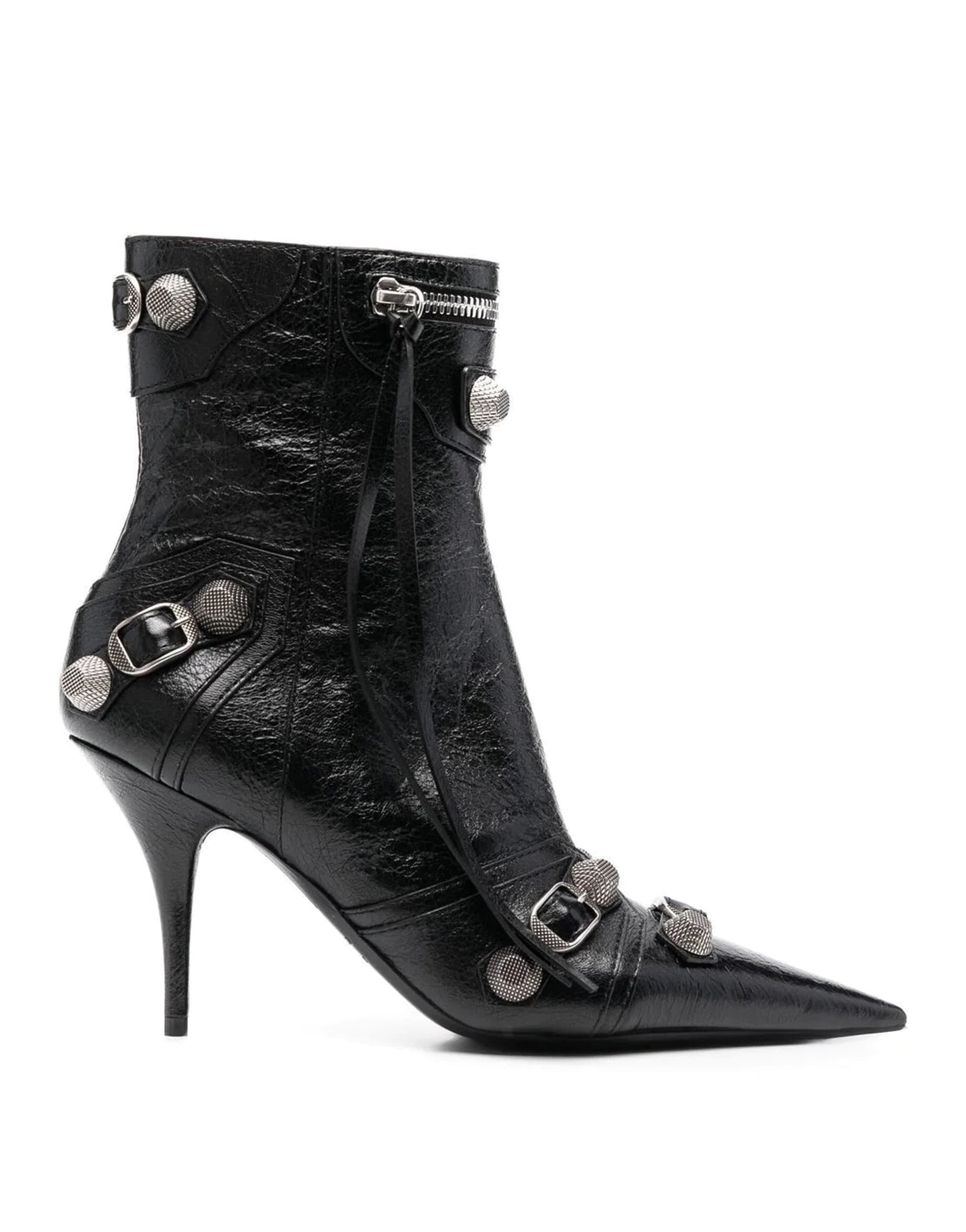 Balenciaga Cagole Studded Pointed Toe Ankle Boots