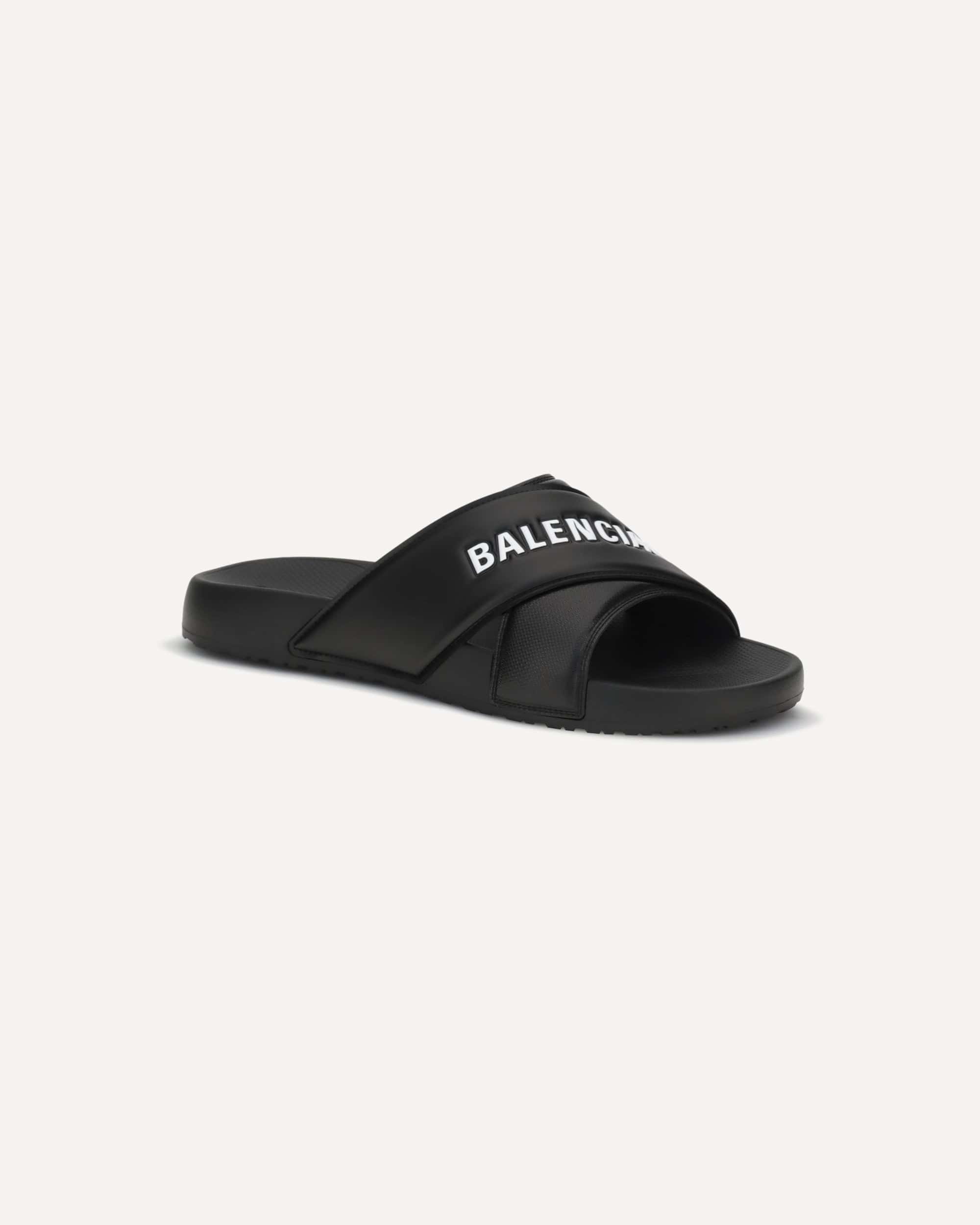 Balenciaga Cross-Logo Rubber Slides - alternate view