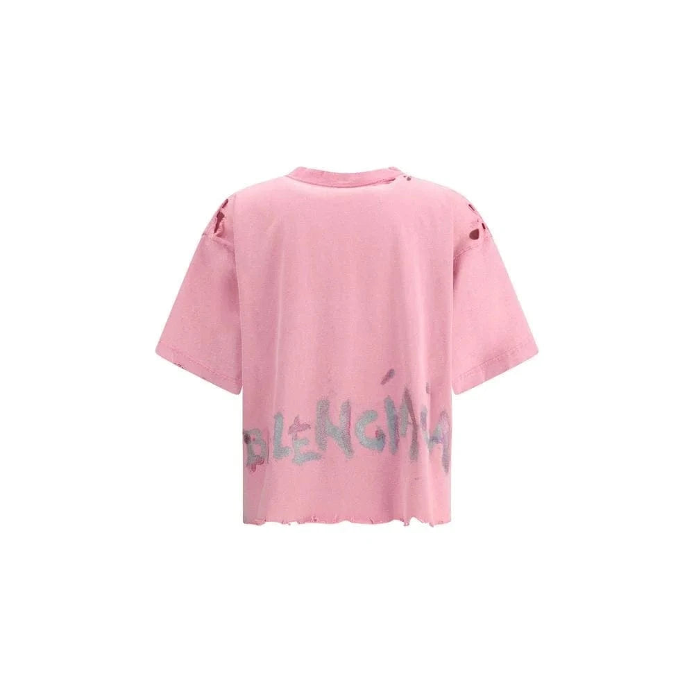 Balenciaga Embroidered Logo Cropped T-Shirt