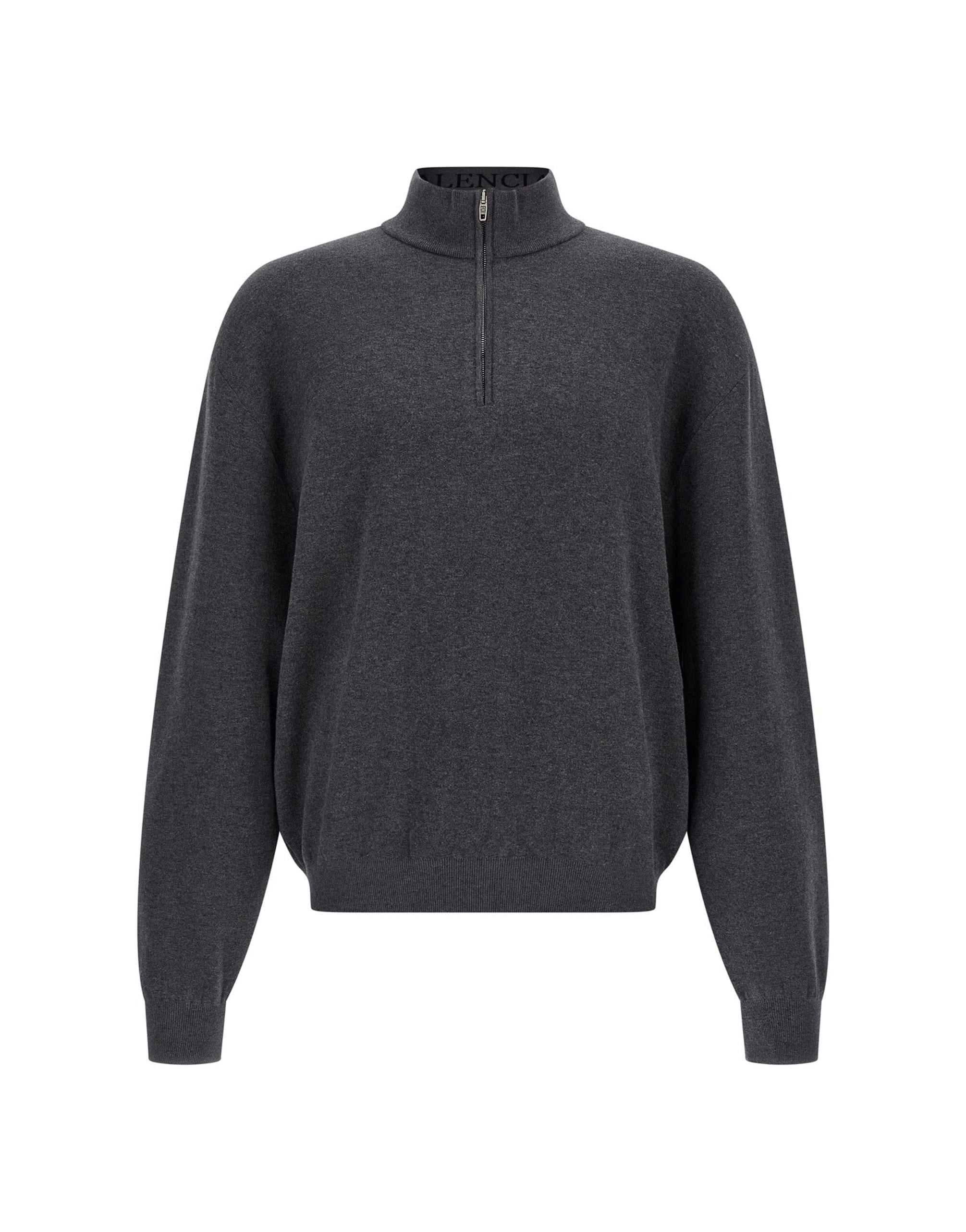 Balenciaga Balenciaga Gray Half-Zip Cotton Sweater