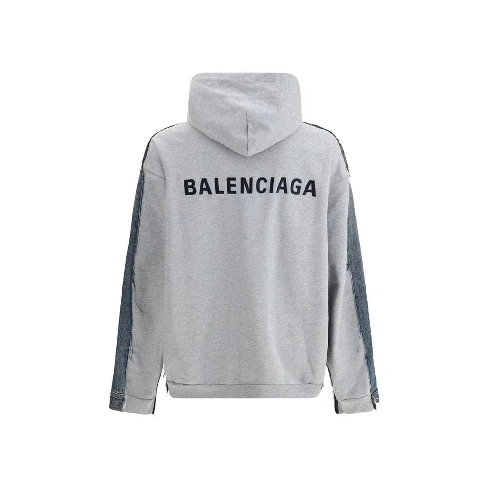 Balenciaga Hooded Paneled Denim Jacket