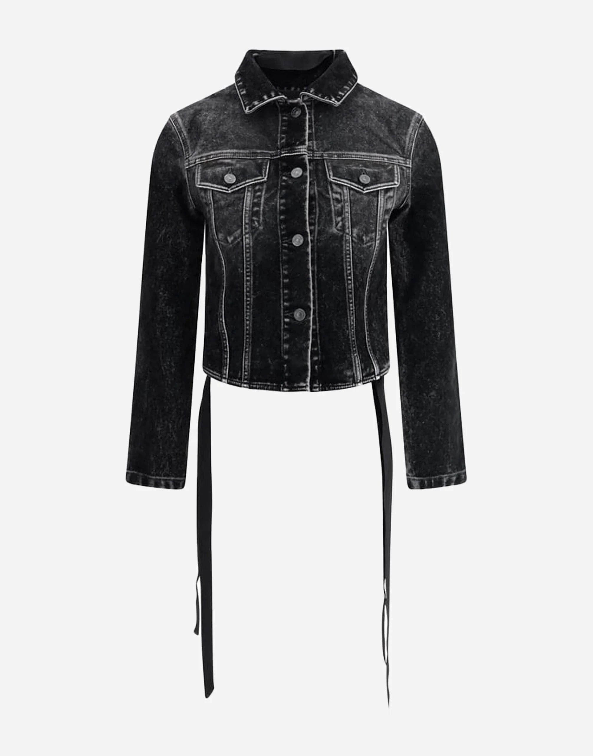 Balenciaga Lace Up Ribbon Denim Jacket