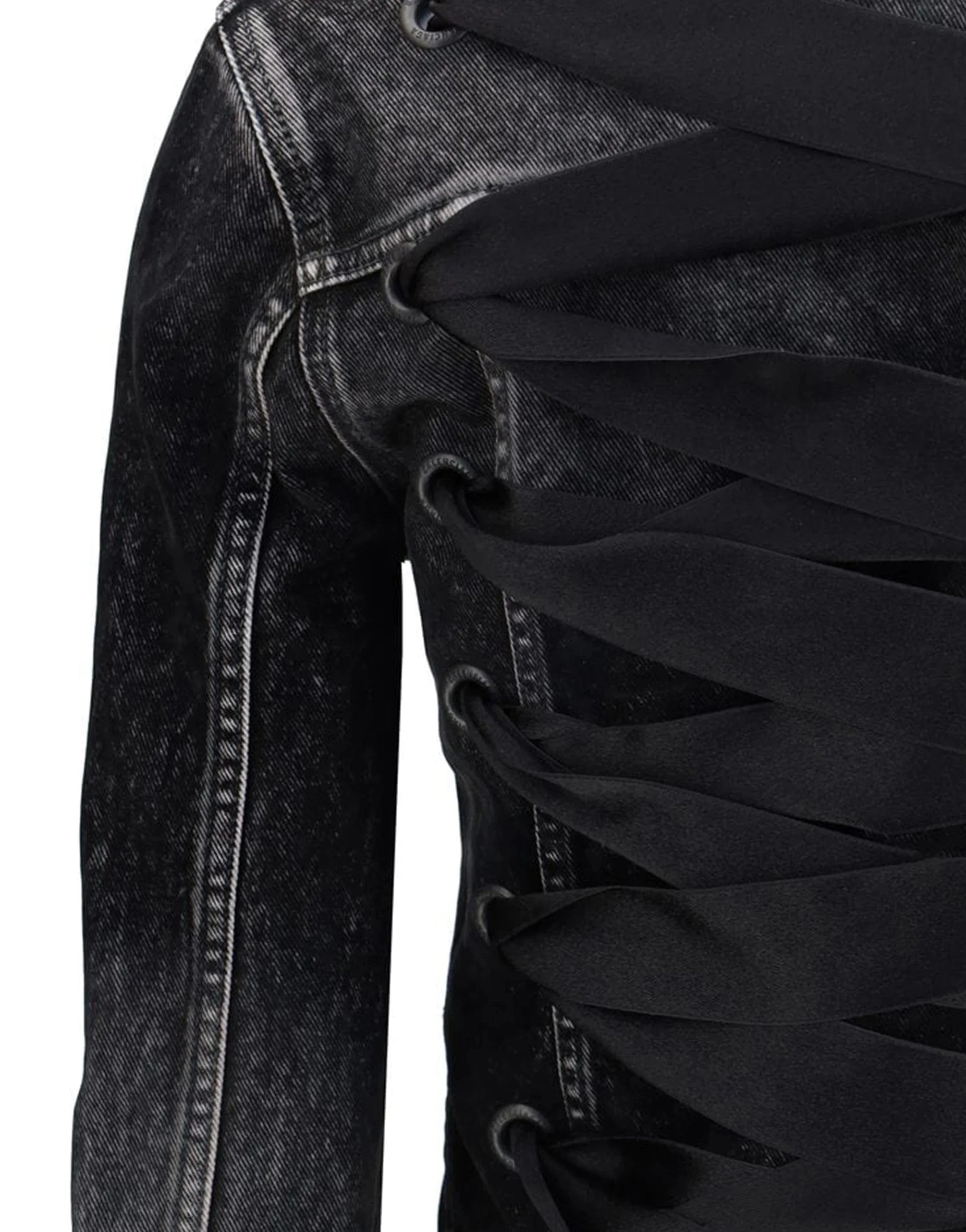 Balenciaga Lace Up Ribbon Denim Jacket